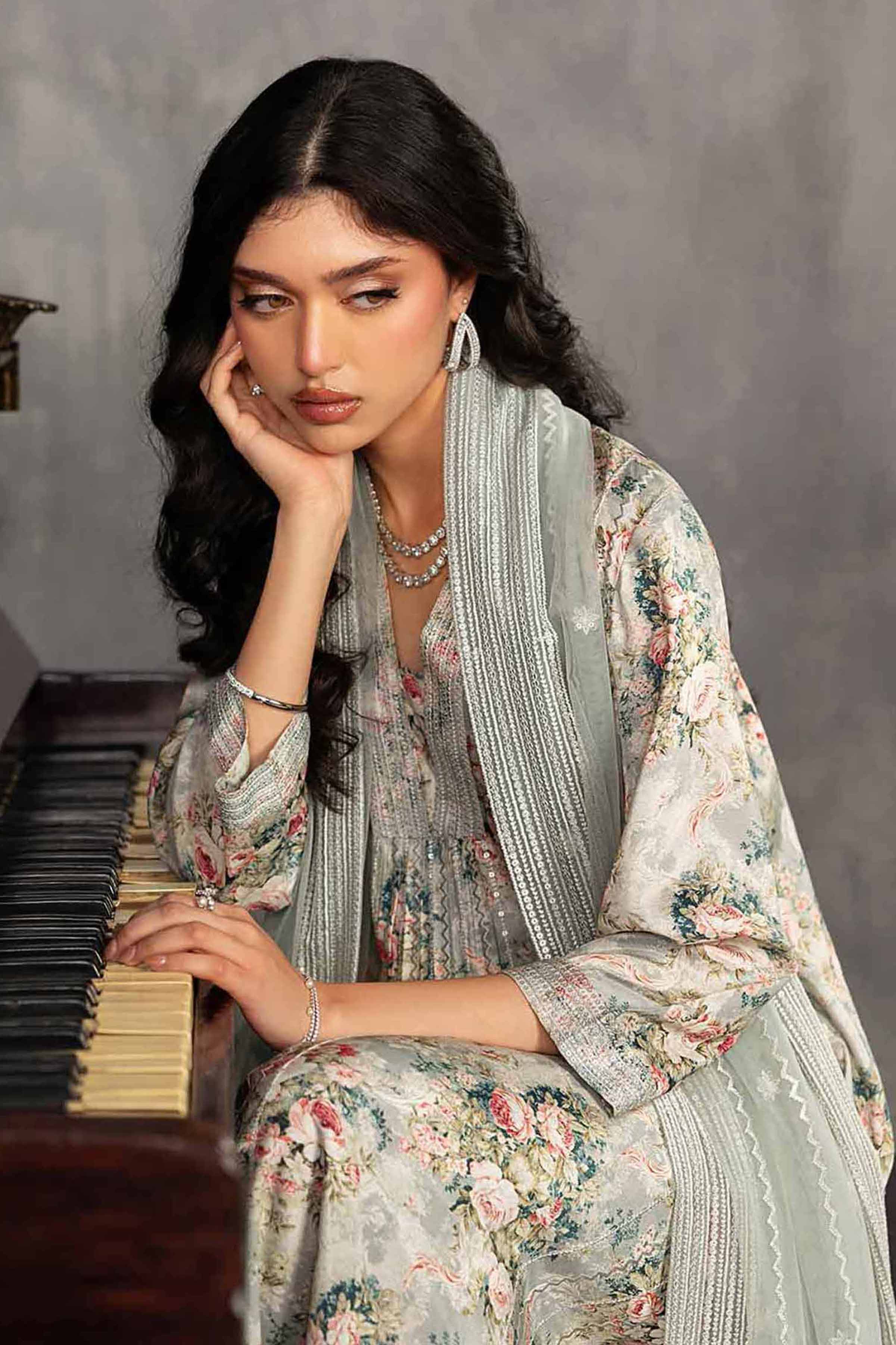 3 Piece - Printed Embroidered Suit - KFE26-130