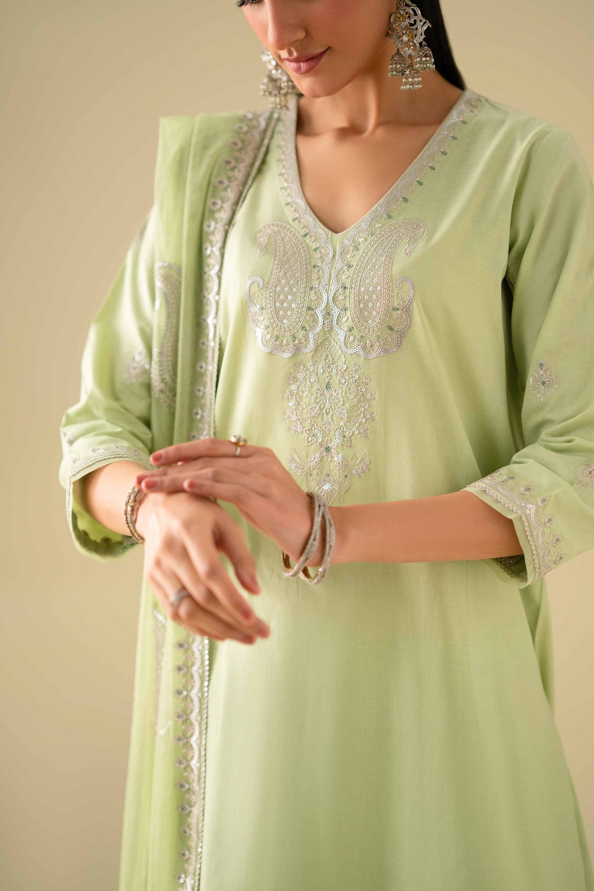 3 Piece - Embroidered Suit - KFE26-132Green Cambric 3PC Embroidered Nishat Australia