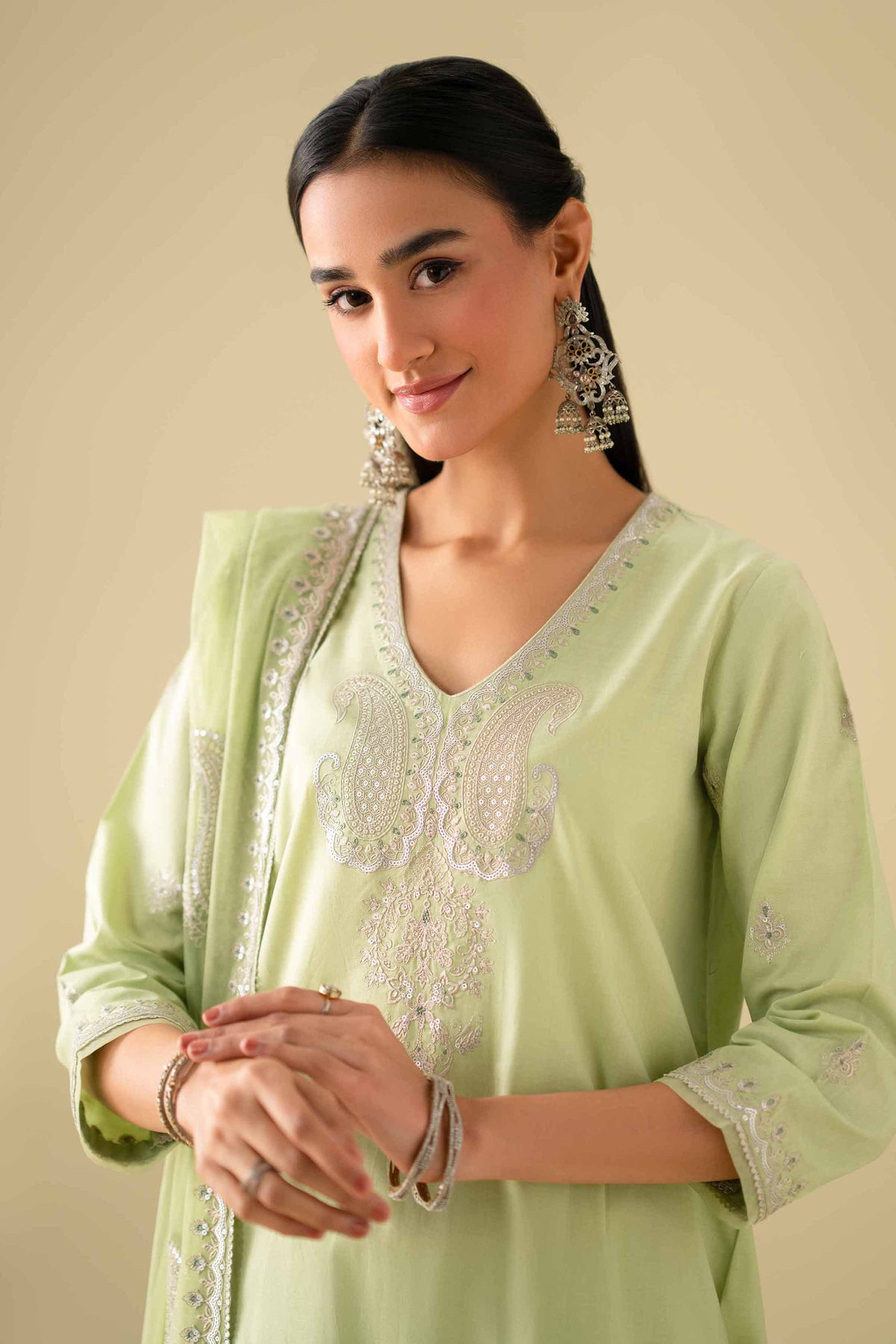 3 Piece - Embroidered Suit - KFE26-132Green Cambric 3PC Embroidered Nishat Australia