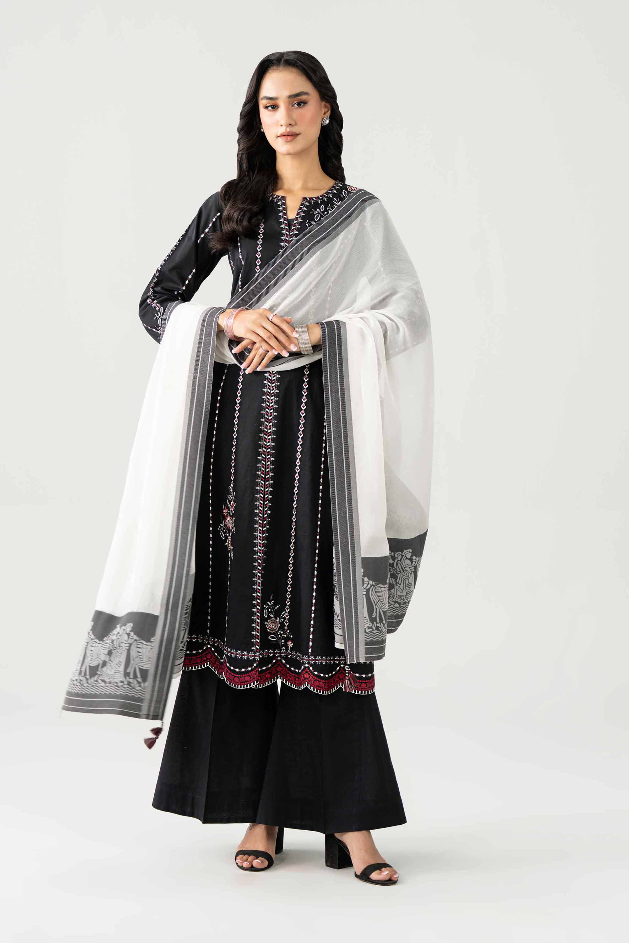 3 Piece - Embroidered Suit - KFE26-15 Black Cambric 3PC Embroidered Nishat Australia