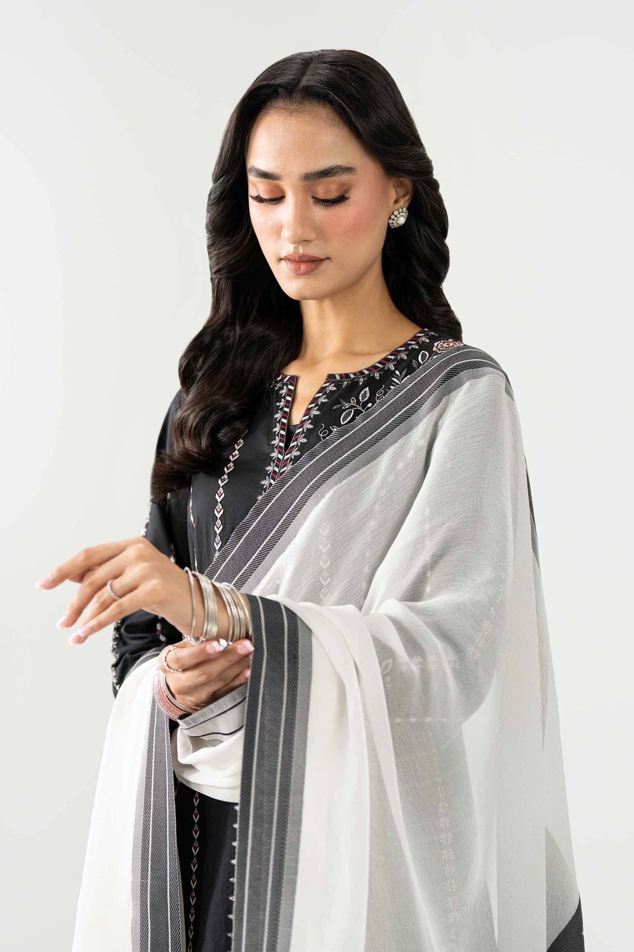 3 Piece - Embroidered Suit - KFE26-15 Black Cambric 3PC Embroidered Nishat Australia