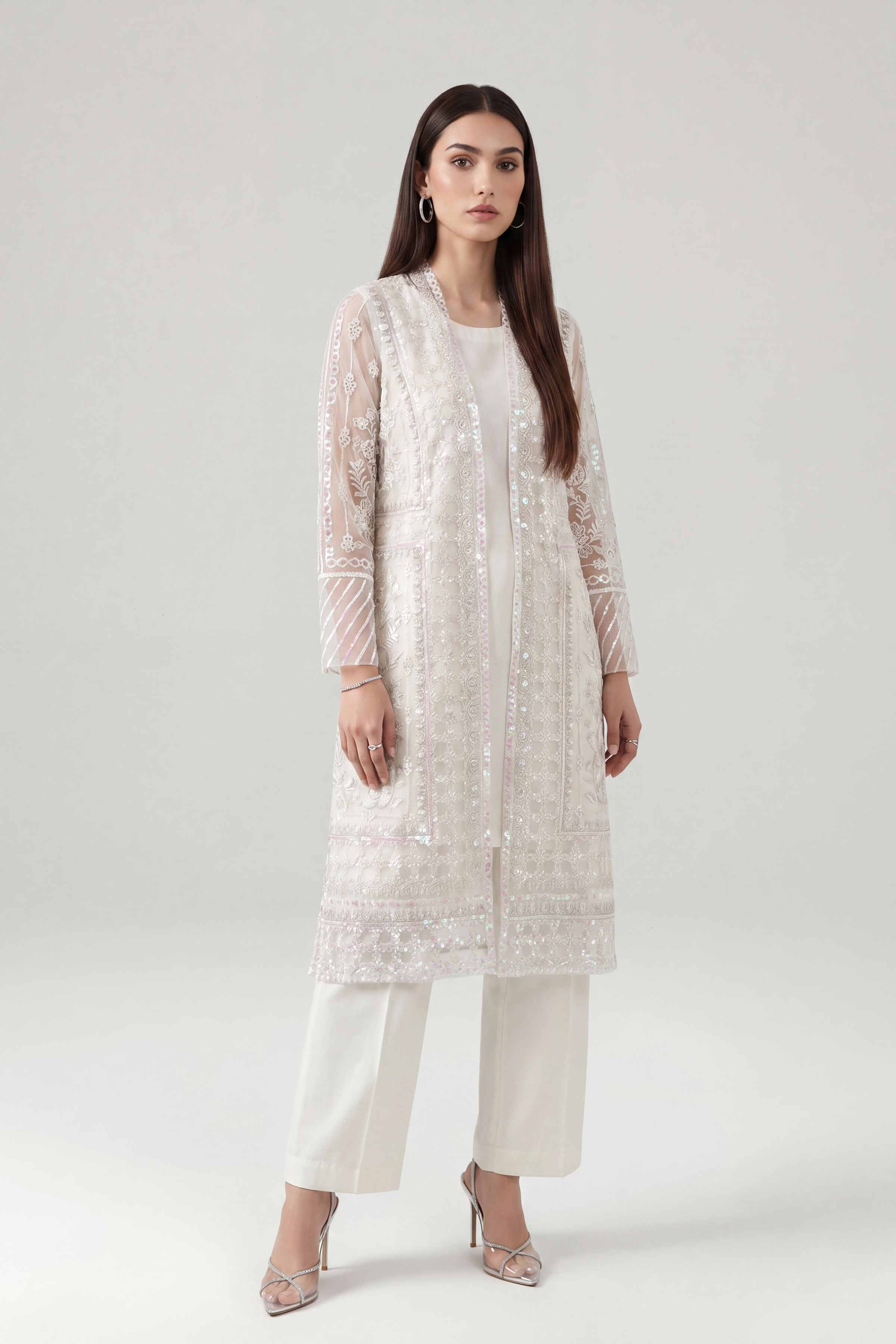 3 Piece - Embroidered Suit - KFE26-180 Off White Net 3PC Embroidered Nishat Australia