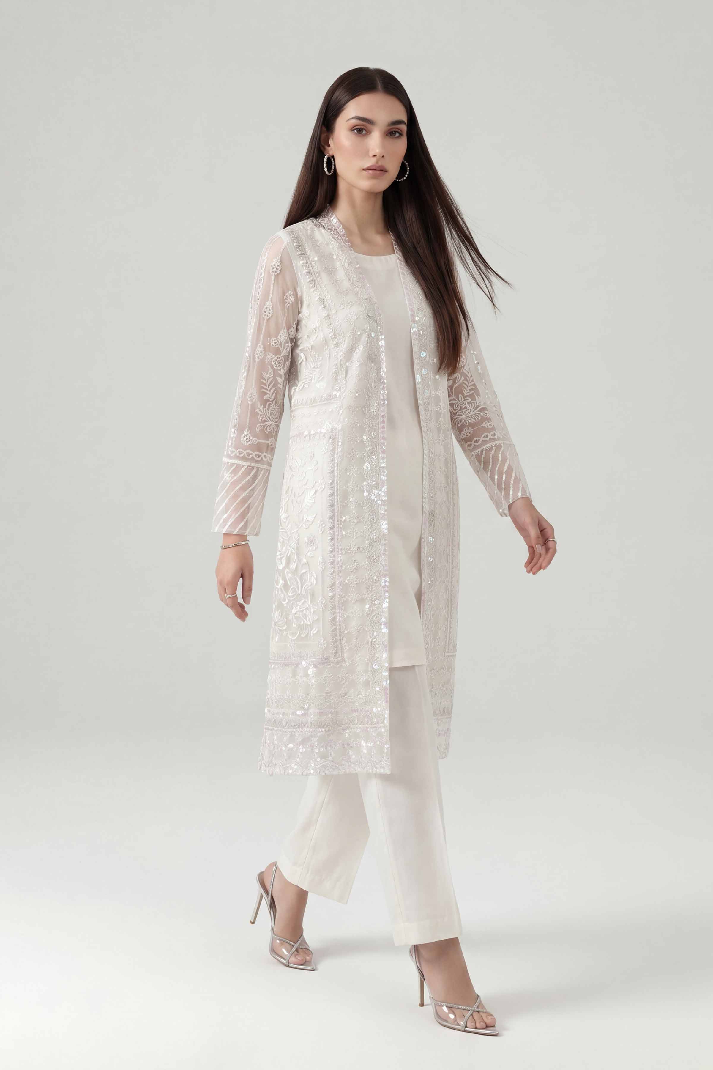 3 Piece - Embroidered Suit - KFE26-180 Off White Net 3PC Embroidered Nishat Australia