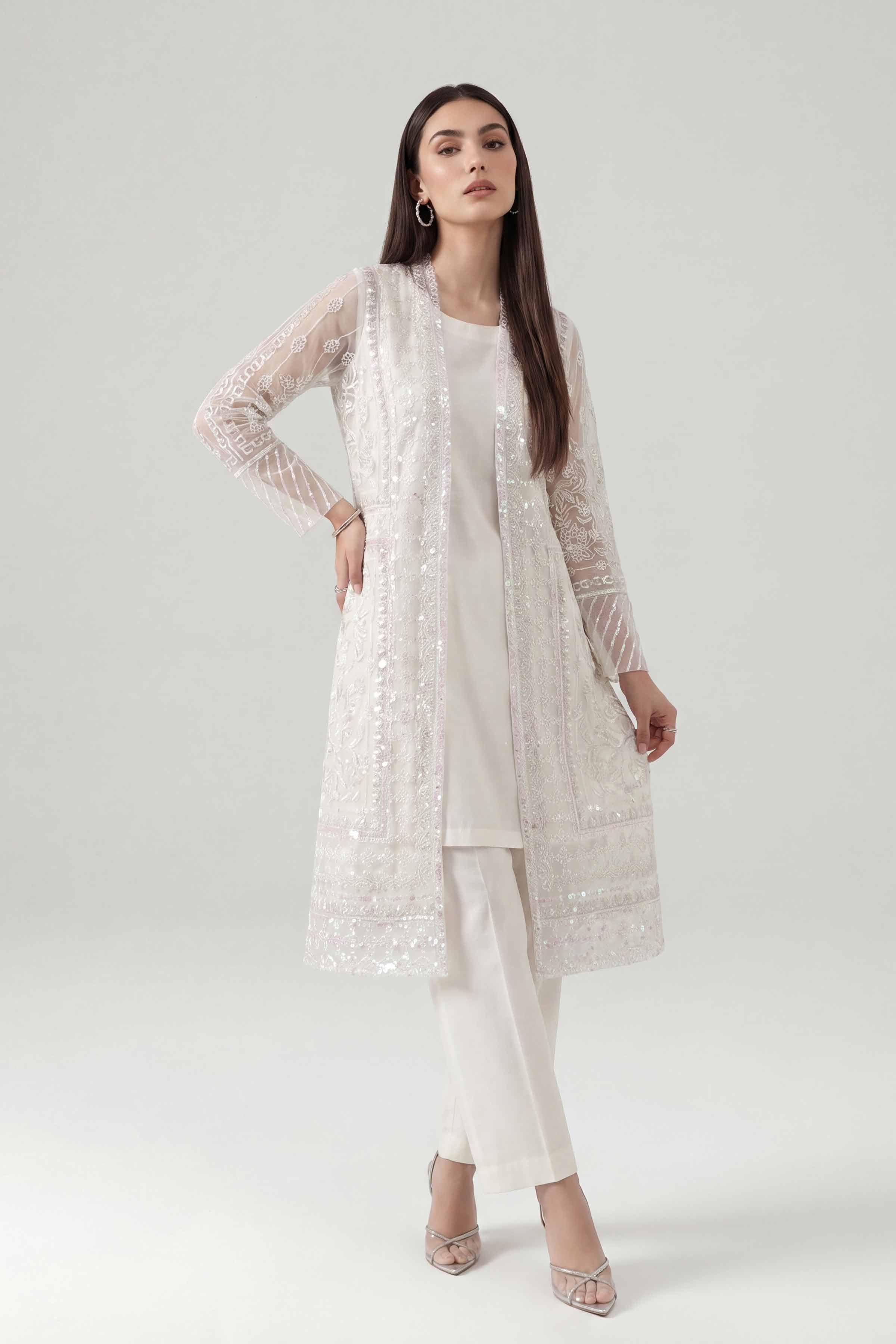 3 Piece - Embroidered Suit - KFE26-180 Off White Net 3PC Embroidered Nishat Australia