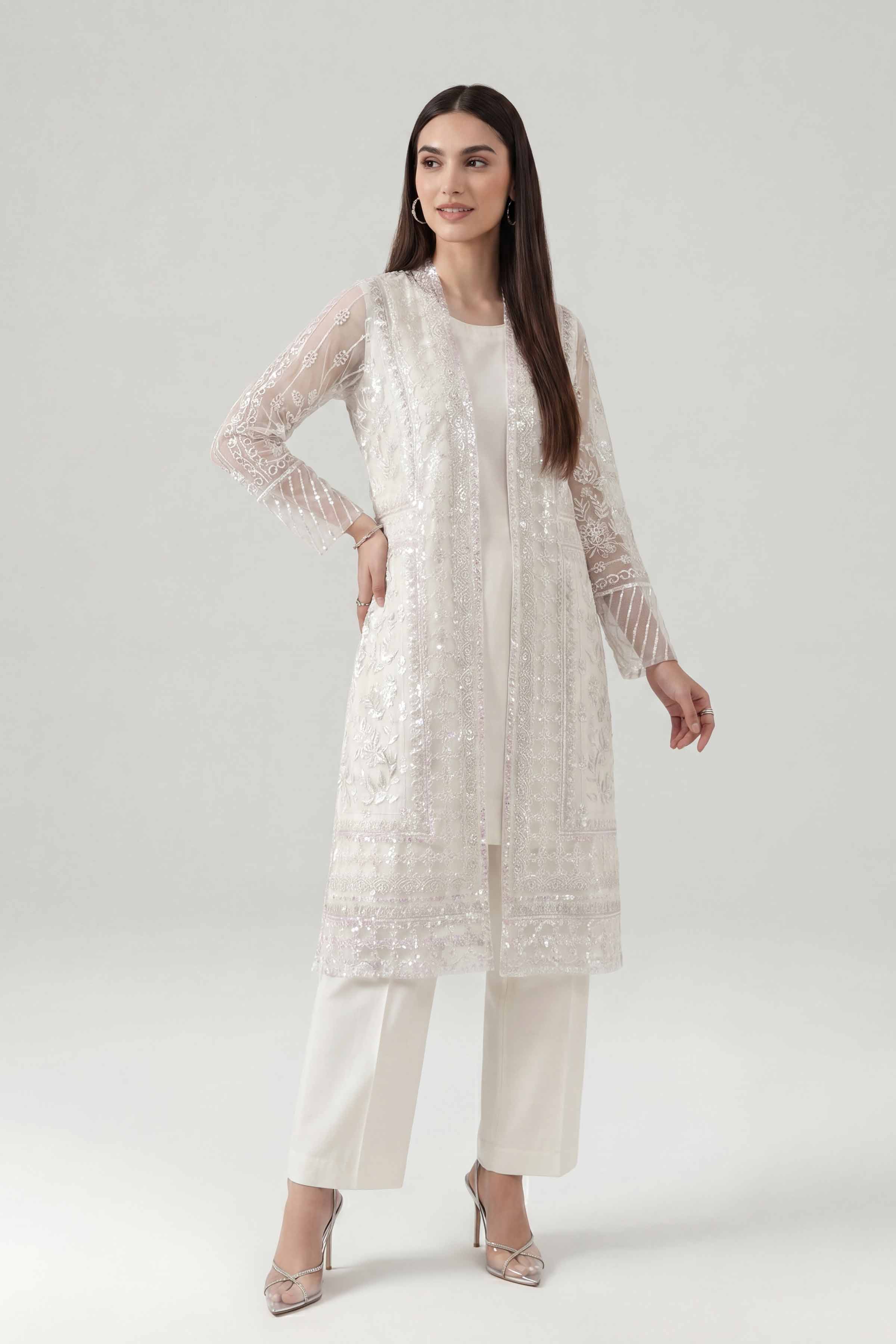 3 Piece - Embroidered Suit - KFE26-180 Off White Net 3PC Embroidered Nishat Australia