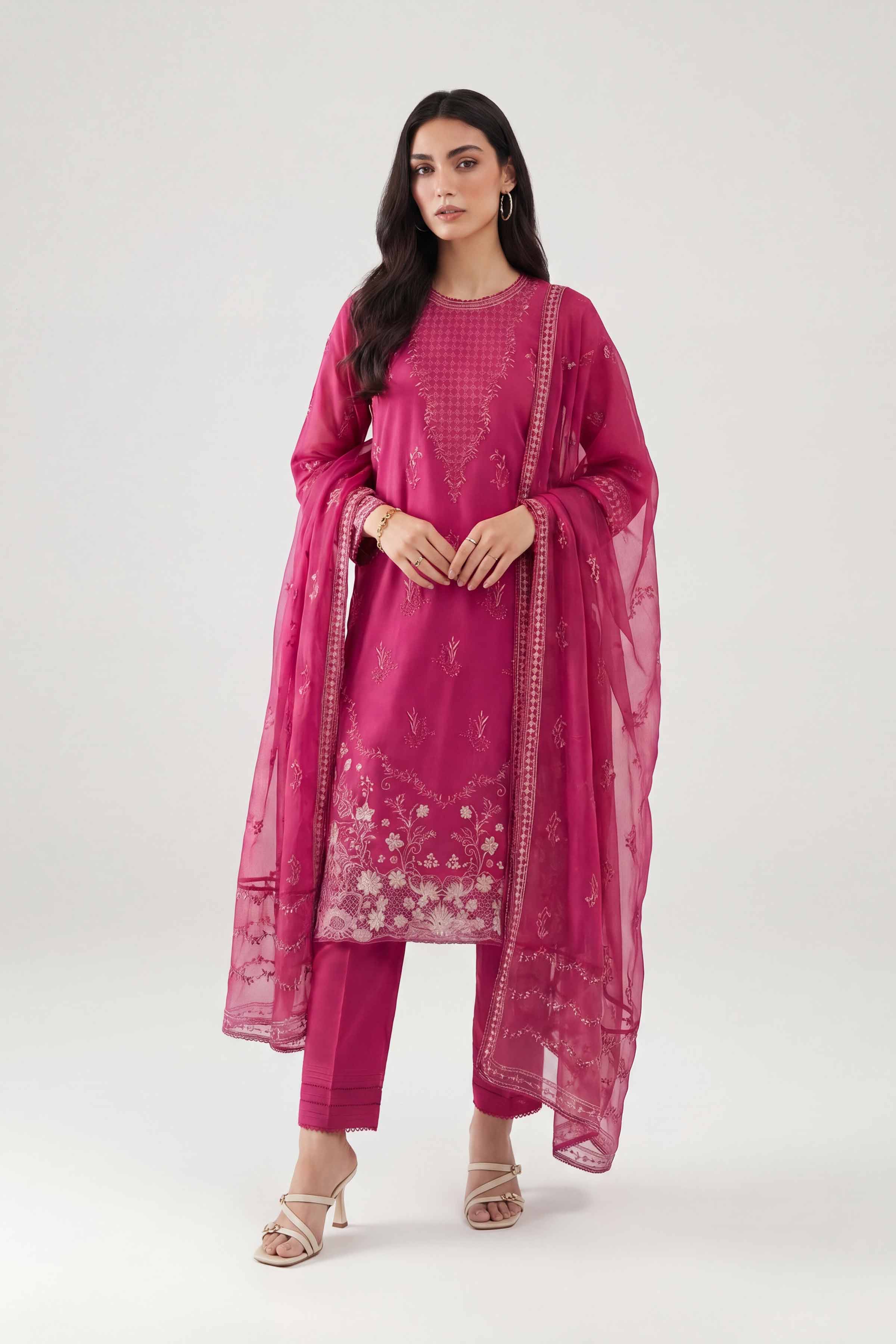 3 Piece - Embroidered Suit - KFE26-185 Pink Cambric 3PC Embroidered Nishat Australia