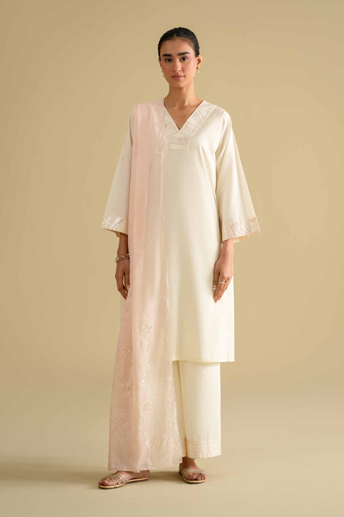 2 Piece - Embroidered Suit - KFE26-19Off White Cambric 2PC Embroidered Nishat Australia