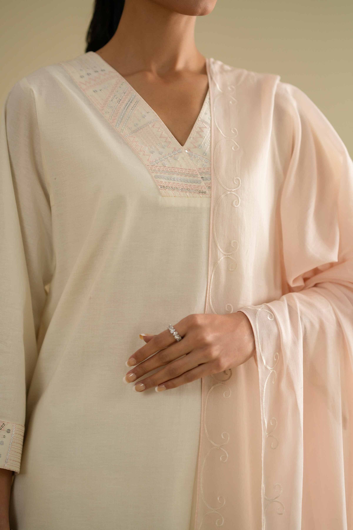 2 Piece - Embroidered Suit - KFE26-19Off White Cambric 2PC Embroidered Nishat Australia