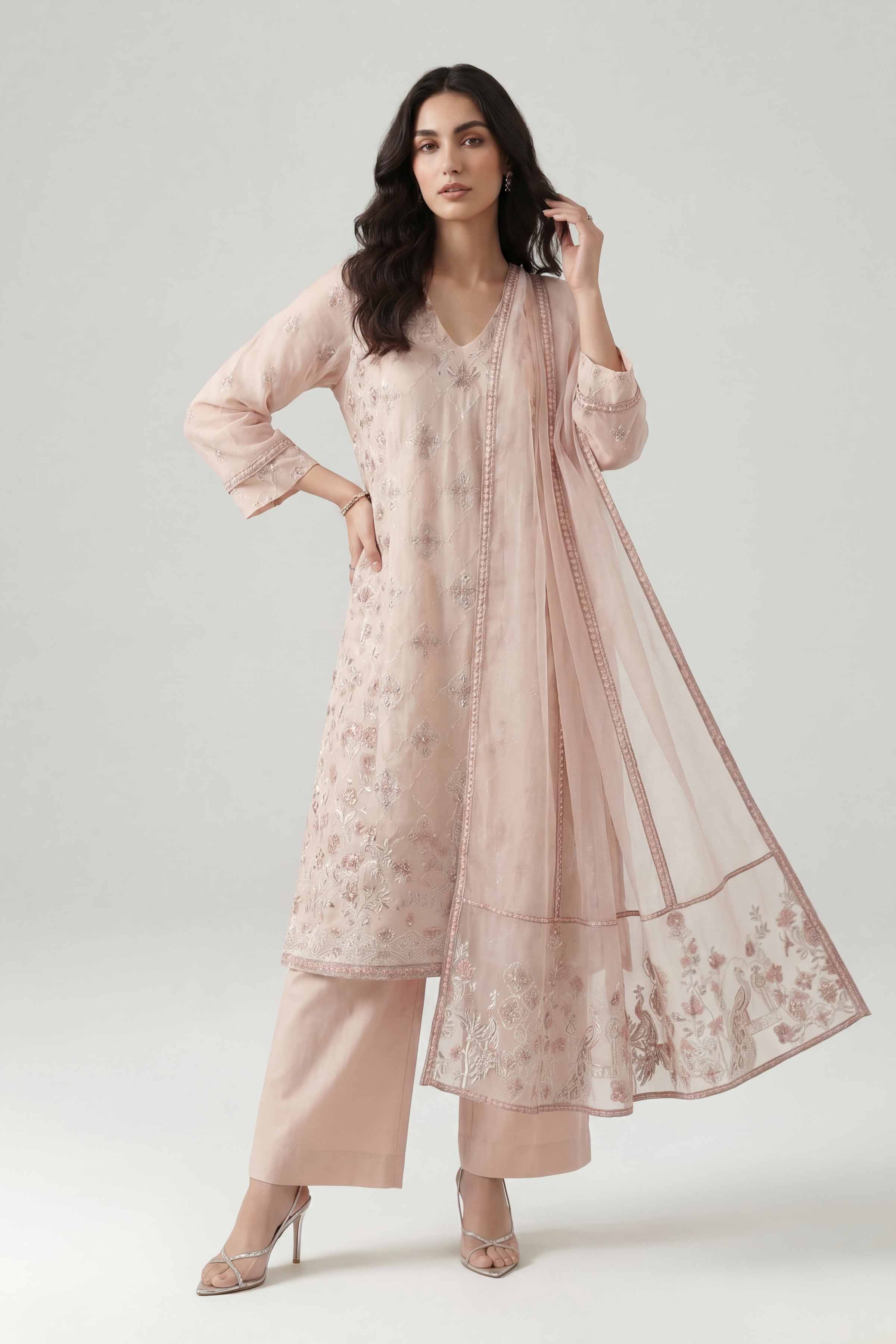 3 Piece - Embroidered Suit - KFE26-201 Pink Cambric 3PC Embroidered Nishat Australia