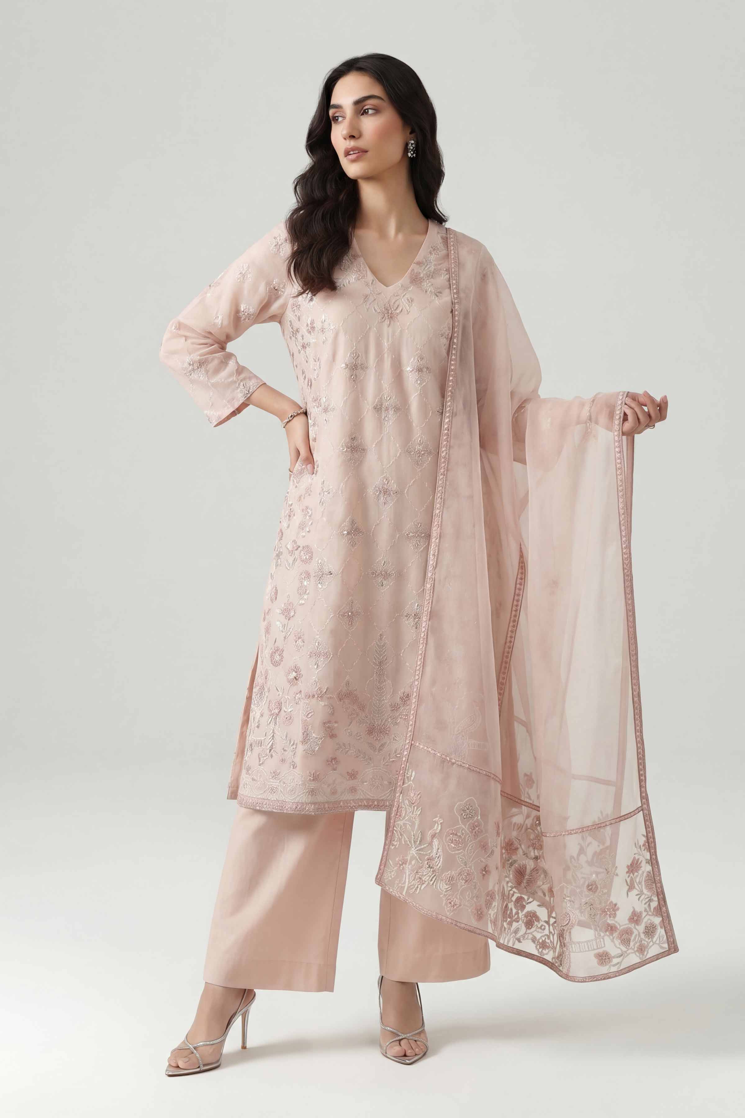 3 Piece - Embroidered Suit - KFE26-201 Pink Cambric 3PC Embroidered Nishat Australia