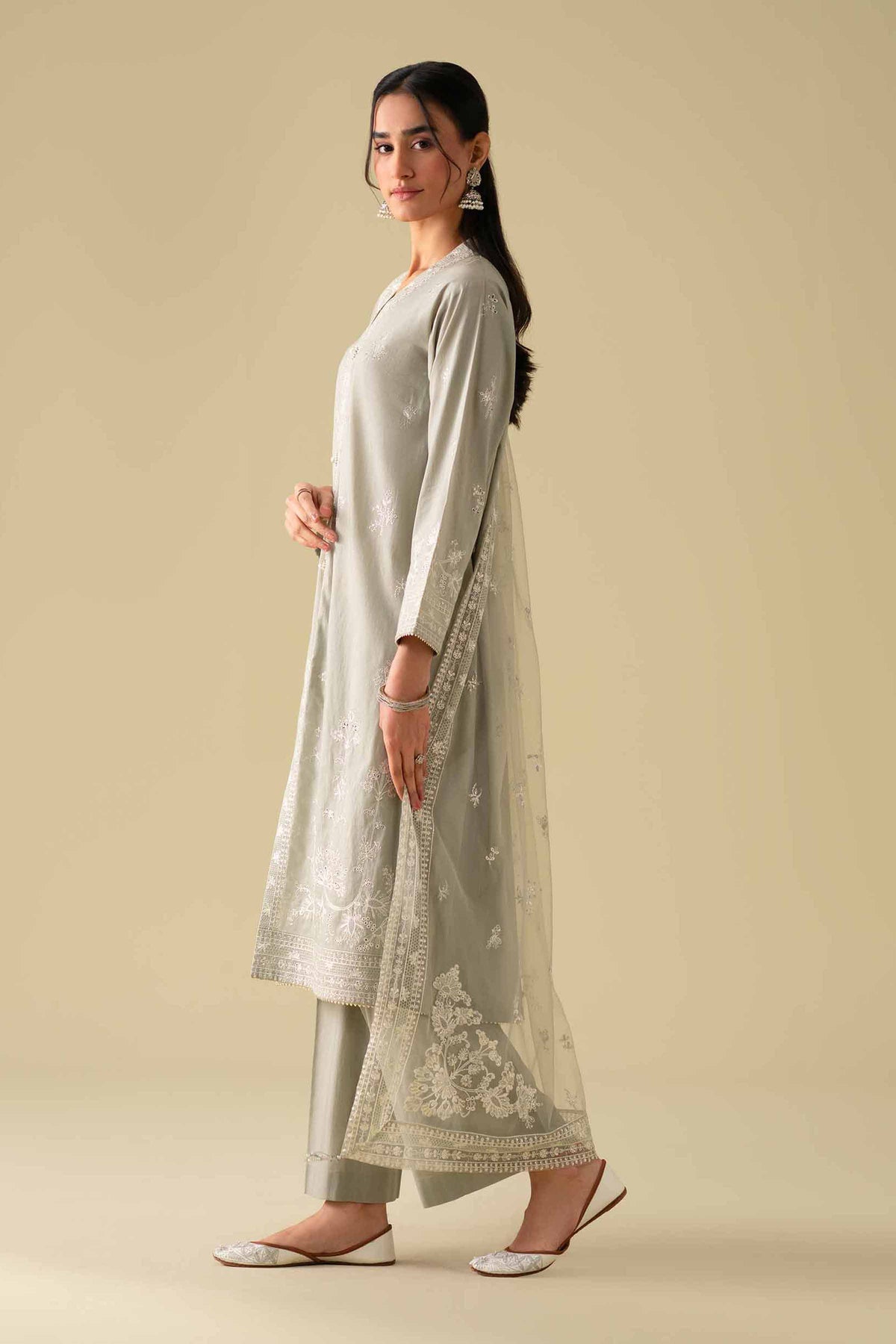 3 Piece - Embroidered Suit - KFE26-21Grey Cambric 3PC Embroidered Nishat Australia
