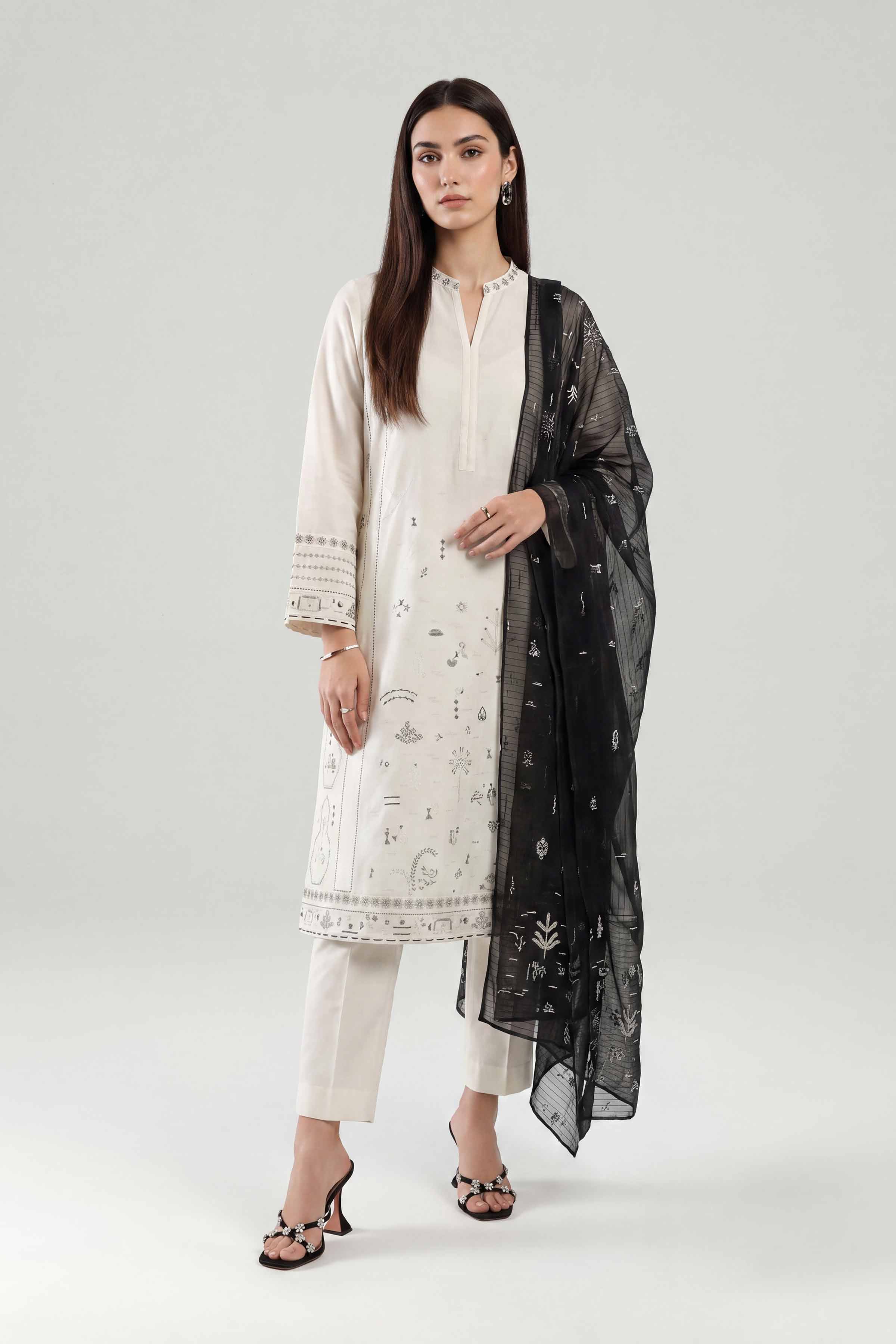 3 Piece - Embroidered Suit - KFE26-213 Off White Cambric 3PC Embroidered Nishat Australia