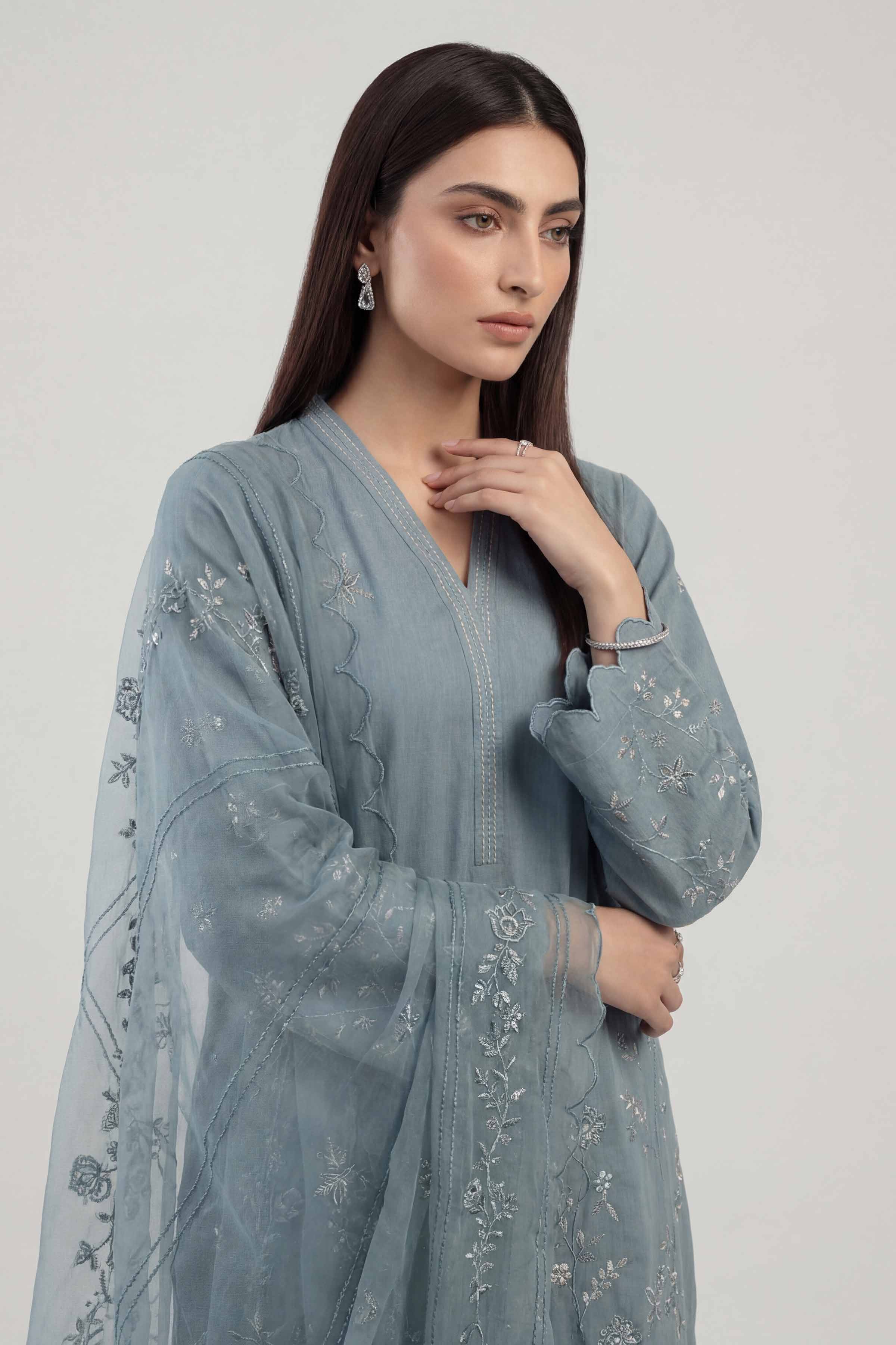 3 Piece - Embroidered Suit - KFE26-220 Blue Yarn Dyed 3PC Embroidered Nishat Australia