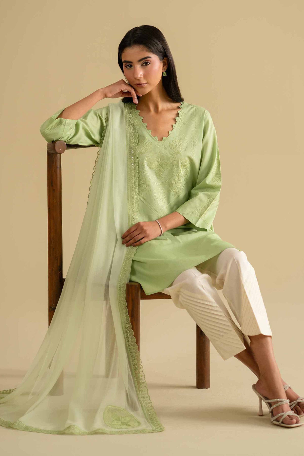 2 Piece - Embroidered Suit - KFE26-23Green Cambric 2PC Embroidered Nishat Australia