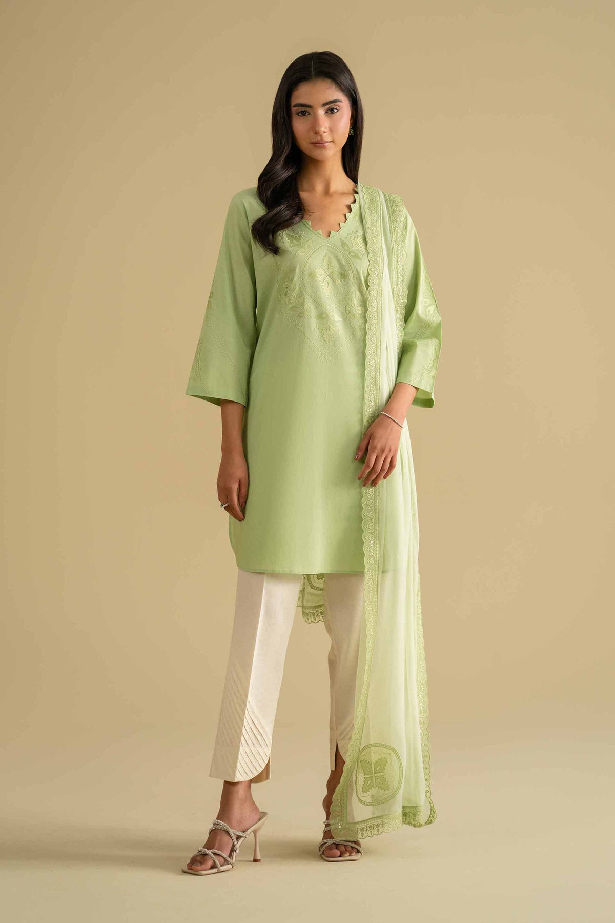 2 Piece - Embroidered Suit - KFE26-23Green Cambric 2PC Embroidered Nishat Australia