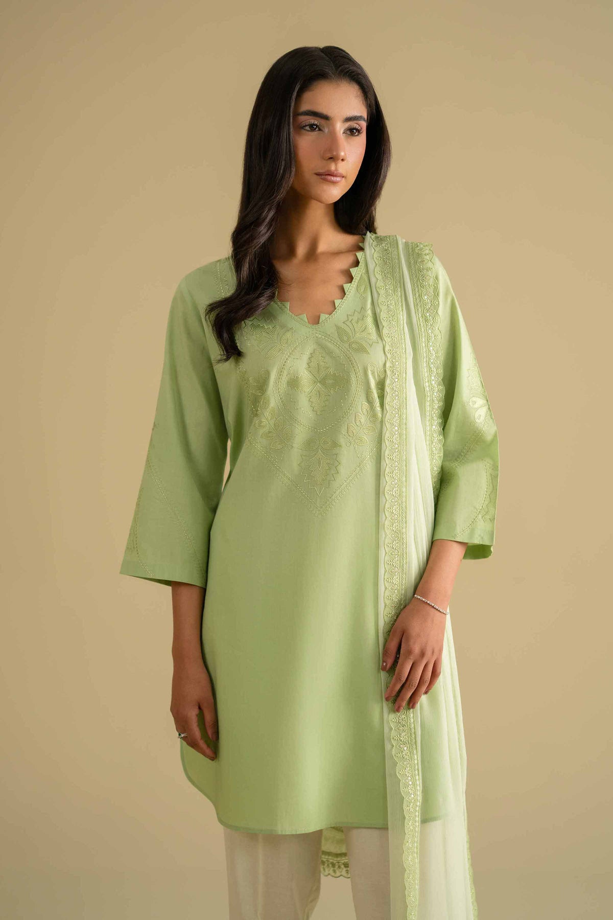 2 Piece - Embroidered Suit - KFE26-23Green Cambric 2PC Embroidered Nishat Australia