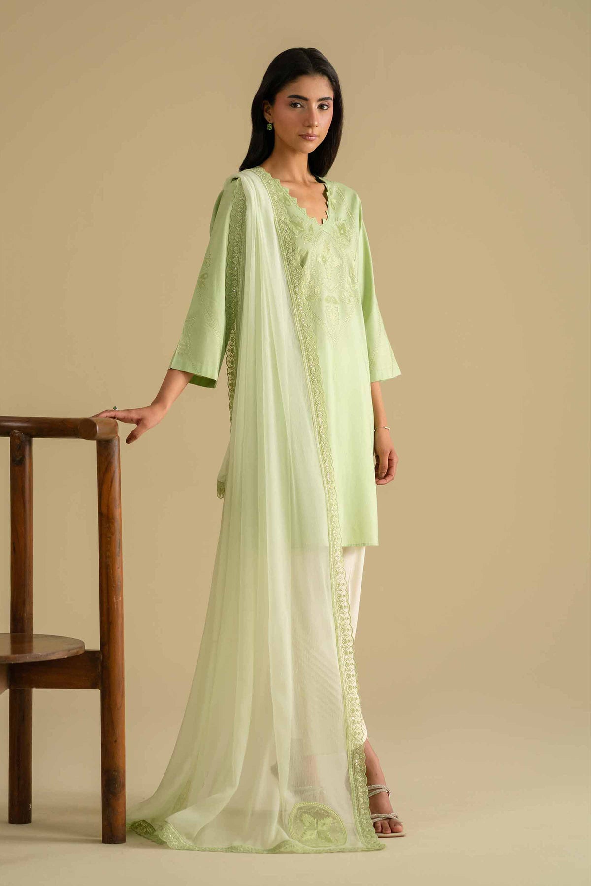2 Piece - Embroidered Suit - KFE26-23Green Cambric 2PC Embroidered Nishat Australia