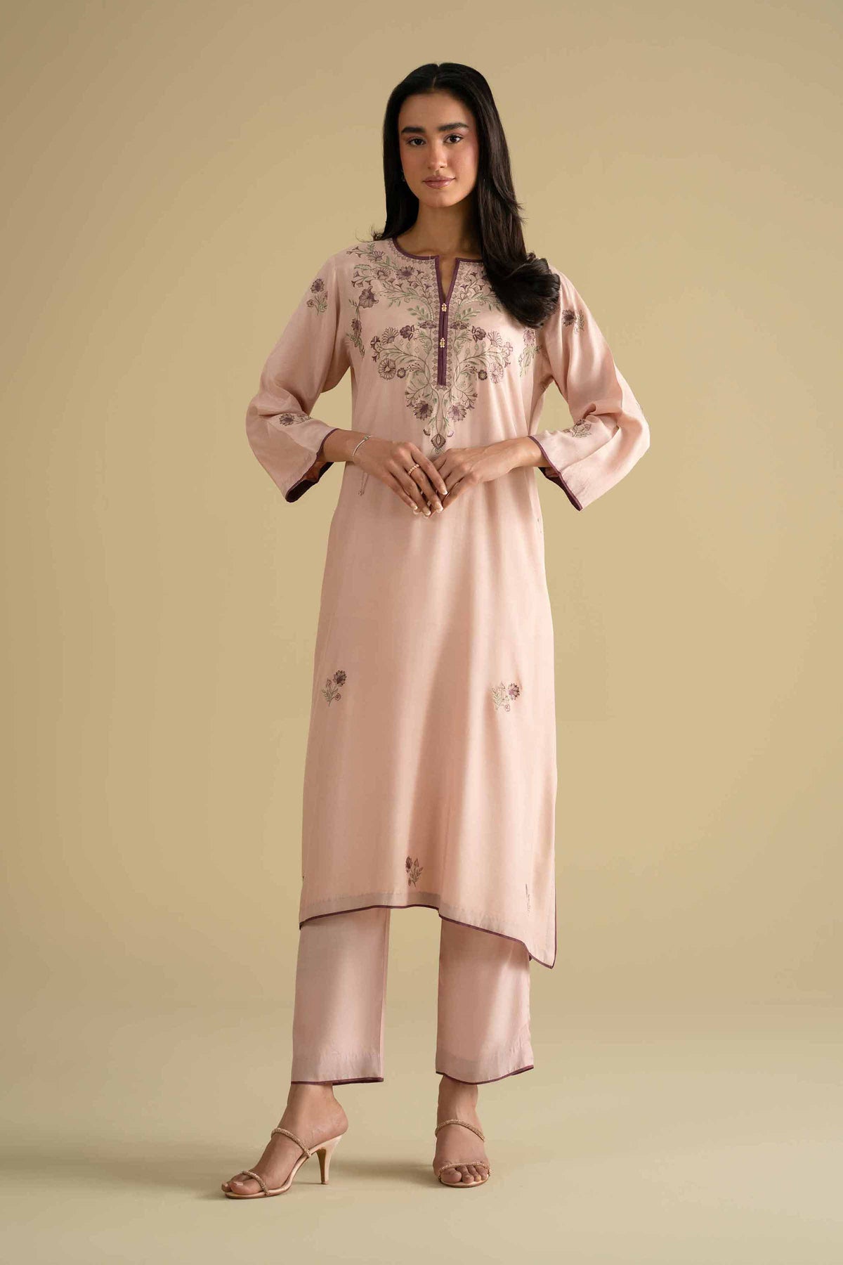 2 Piece - Embroidered Suit - KFE26-32Pink Silk 2PC Embroidered Nishat Australia