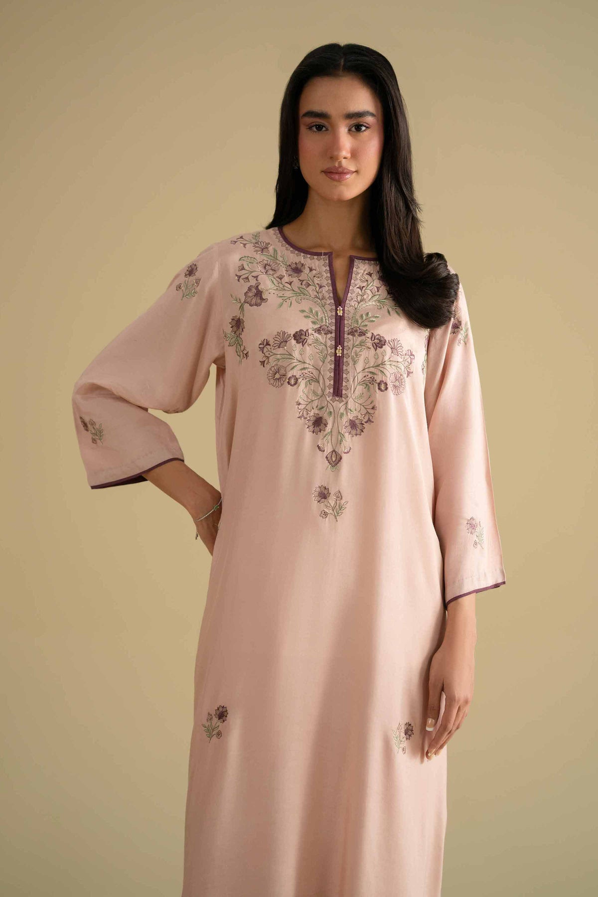2 Piece - Embroidered Suit - KFE26-32Pink Silk 2PC Embroidered Nishat Australia