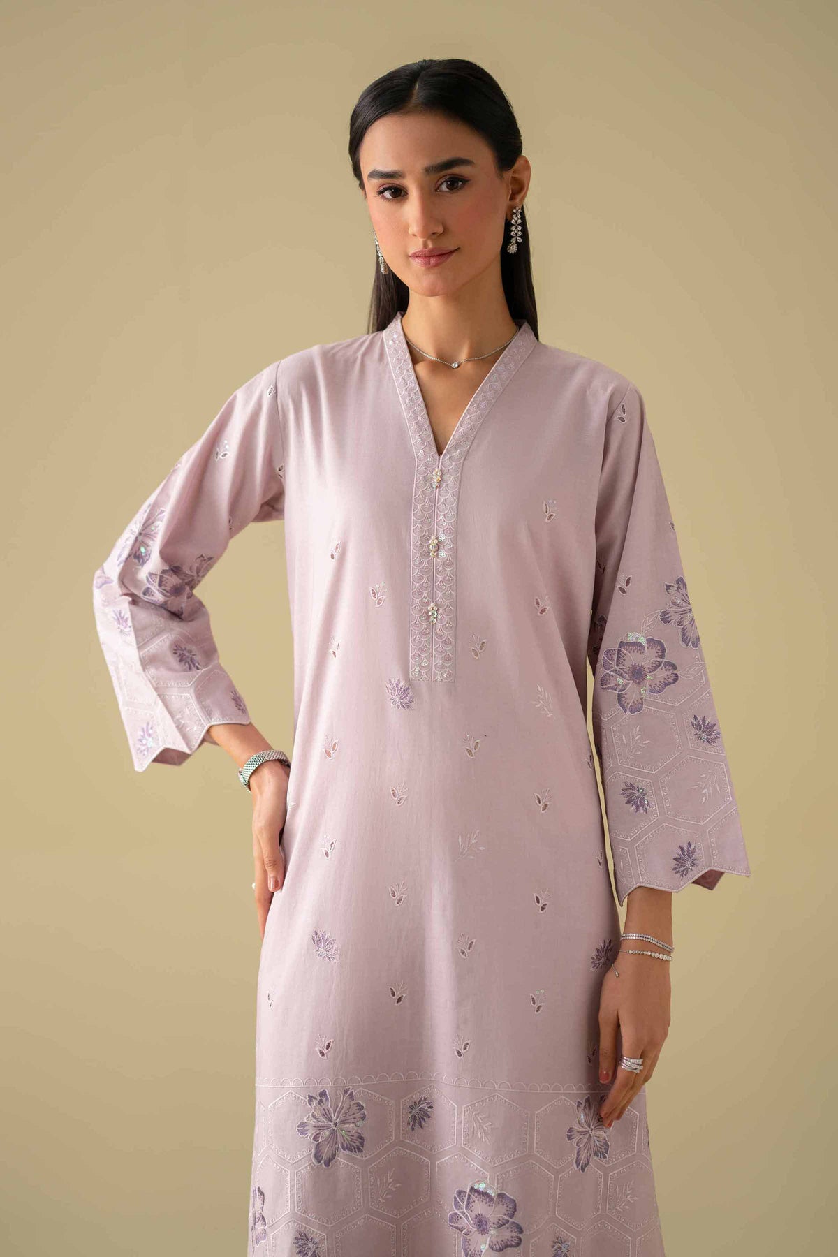 2 Piece - Embroidered Suit - KFE26-34Purple Cambric 2PC Embroidered Nishat Australia