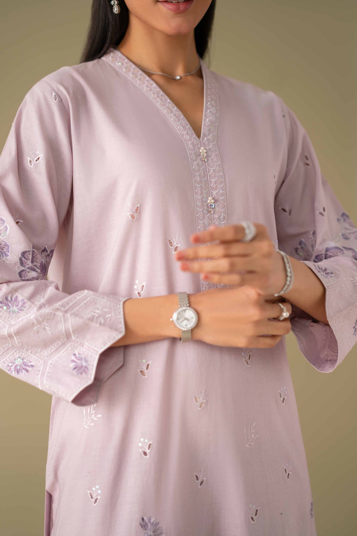 2 Piece - Embroidered Suit - KFE26-34Purple Cambric 2PC Embroidered Nishat Australia