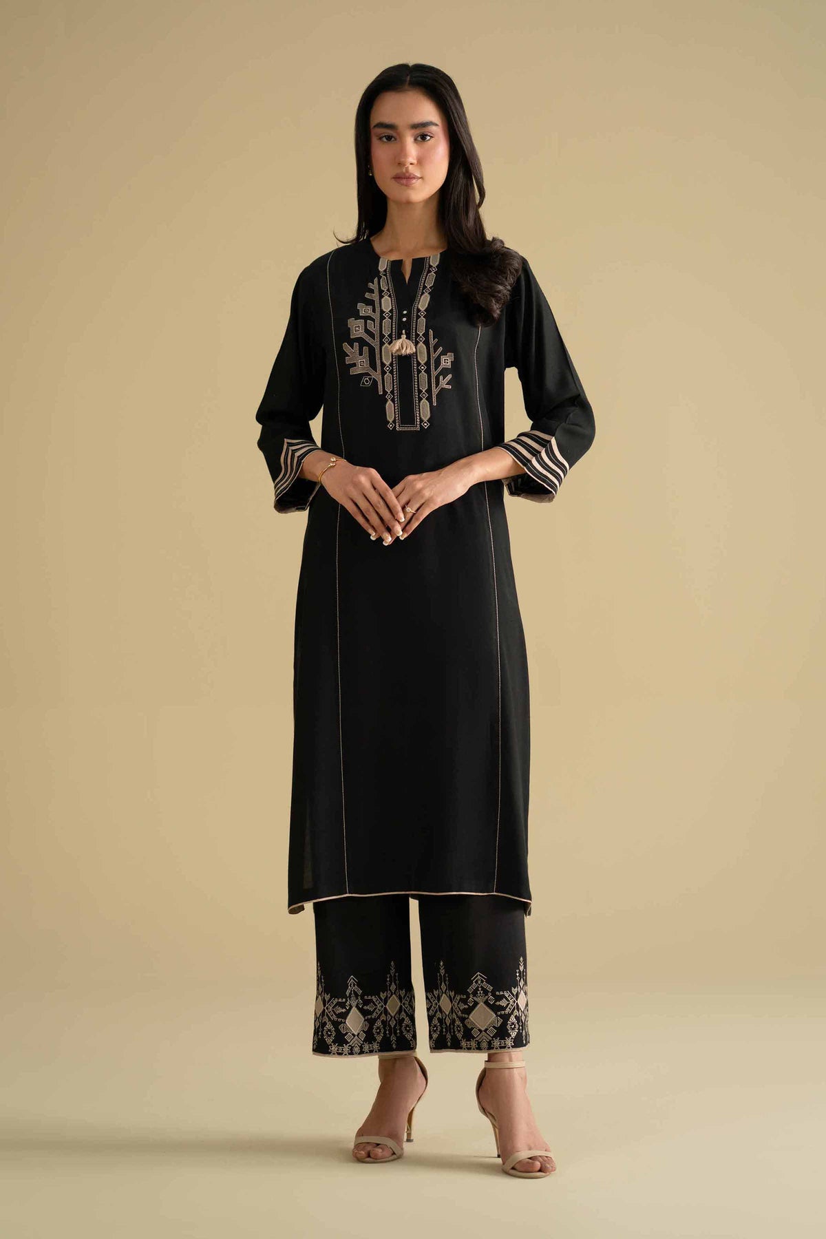 2 Piece - Embroidered Suit - KFE26-37Black Silk 2PC Embroidered Nishat Australia