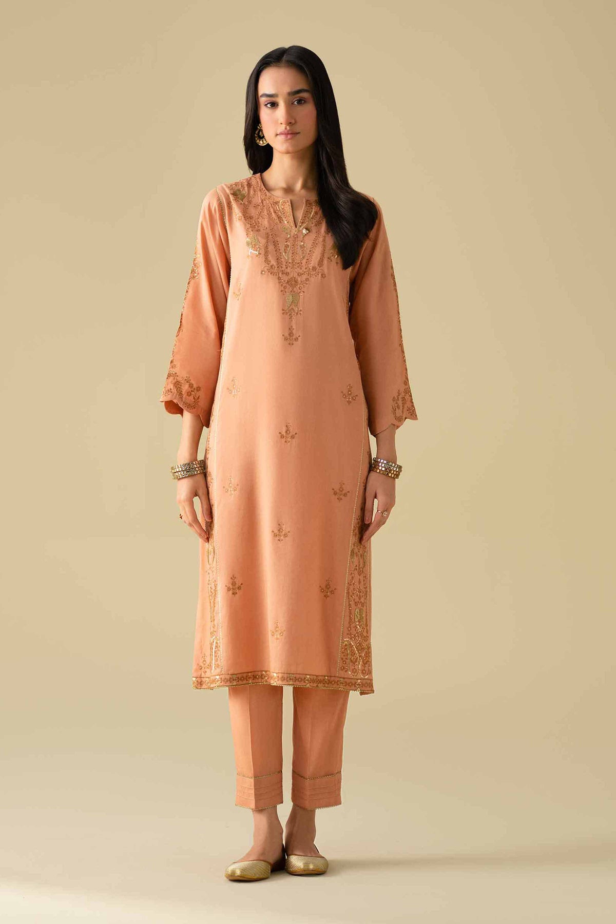 2 Piece - Embroidered Suit - KFE26-40Orange Yarn Dyed 2PC Embroidered Nishat Australia