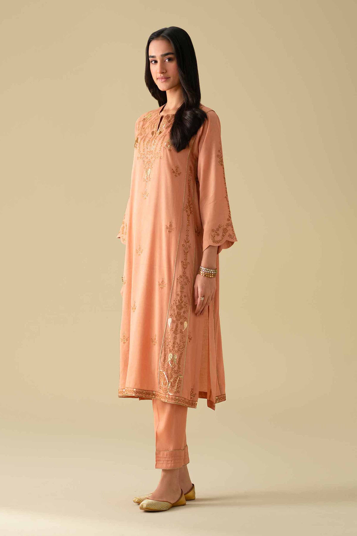 2 Piece - Embroidered Suit - KFE26-40Orange Yarn Dyed 2PC Embroidered Nishat Australia