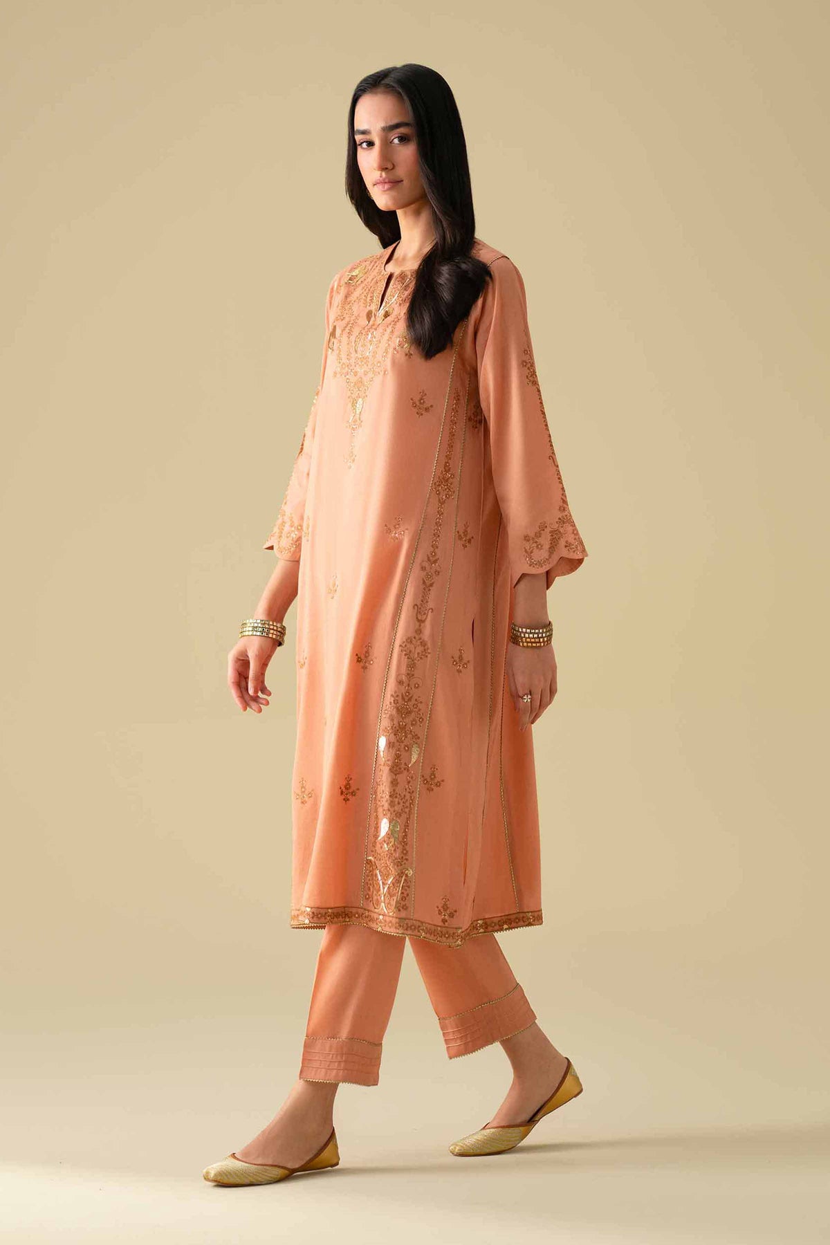 2 Piece - Embroidered Suit - KFE26-40Orange Yarn Dyed 2PC Embroidered Nishat Australia