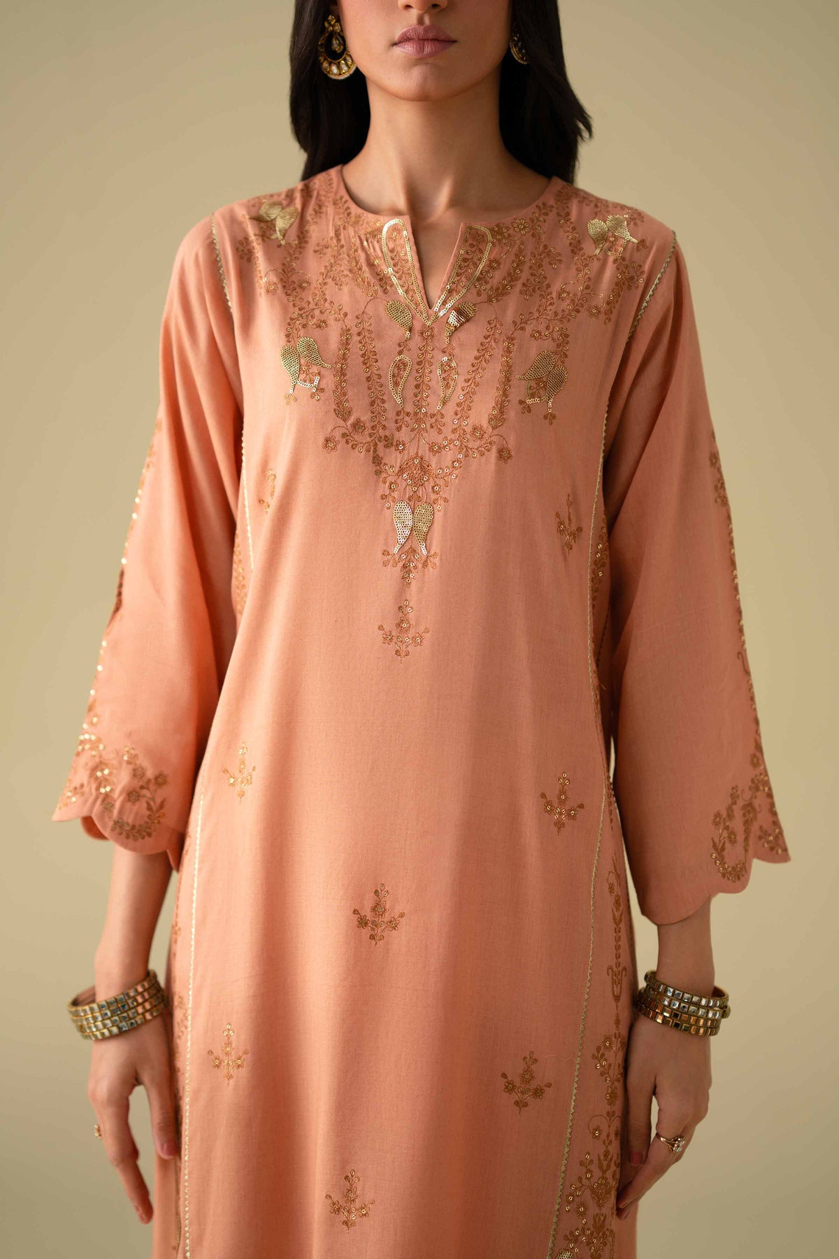 2 Piece - Embroidered Suit - KFE26-40Orange Yarn Dyed 2PC Embroidered Nishat Australia