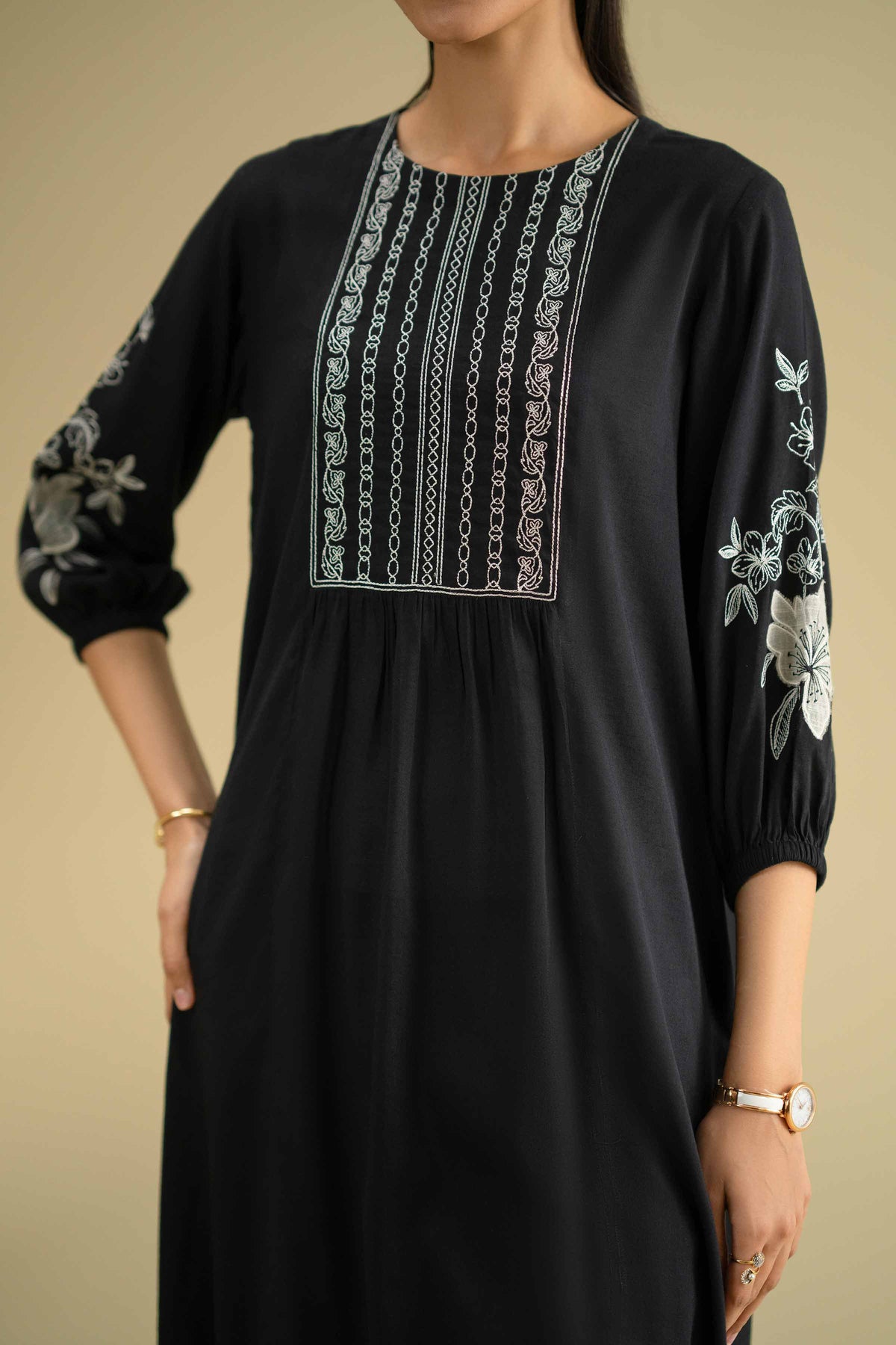2 Piece - Embroidered Suit - KFE26-41Black Yarn Dyed 2PC Embroidered Nishat Australia