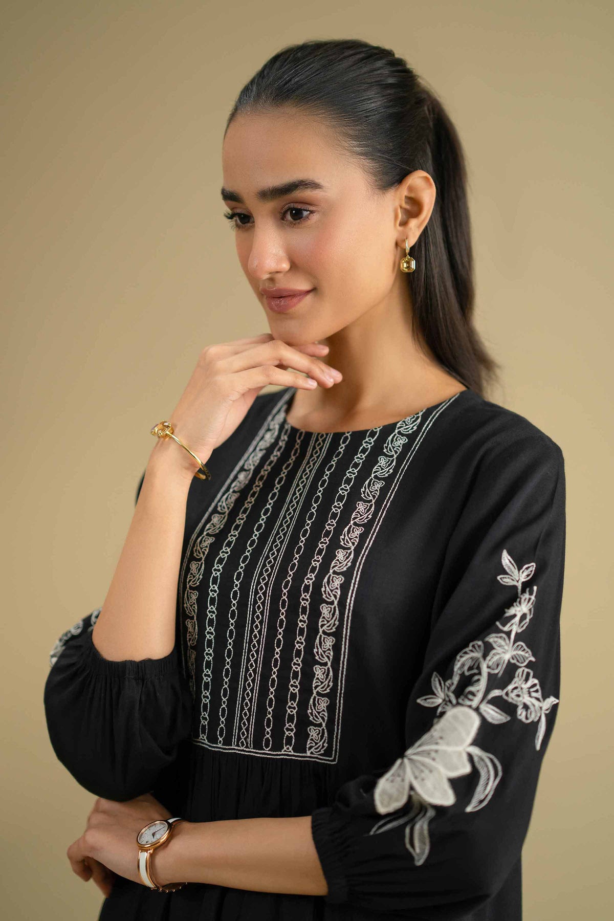 2 Piece - Embroidered Suit - KFE26-41Black Yarn Dyed 2PC Embroidered Nishat Australia