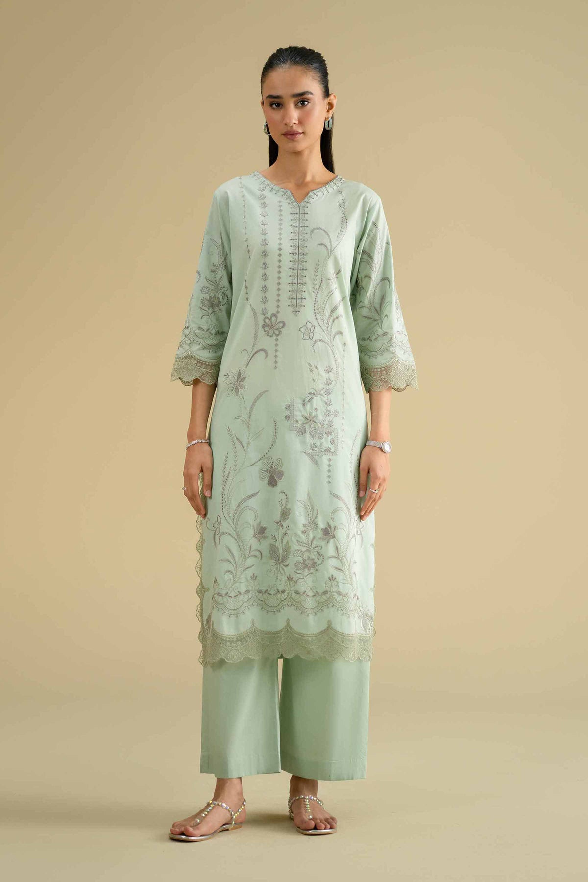 2 Piece - Embroidered Suit - KFE26-47Green Cambric 2PC Embroidered Nishat Australia