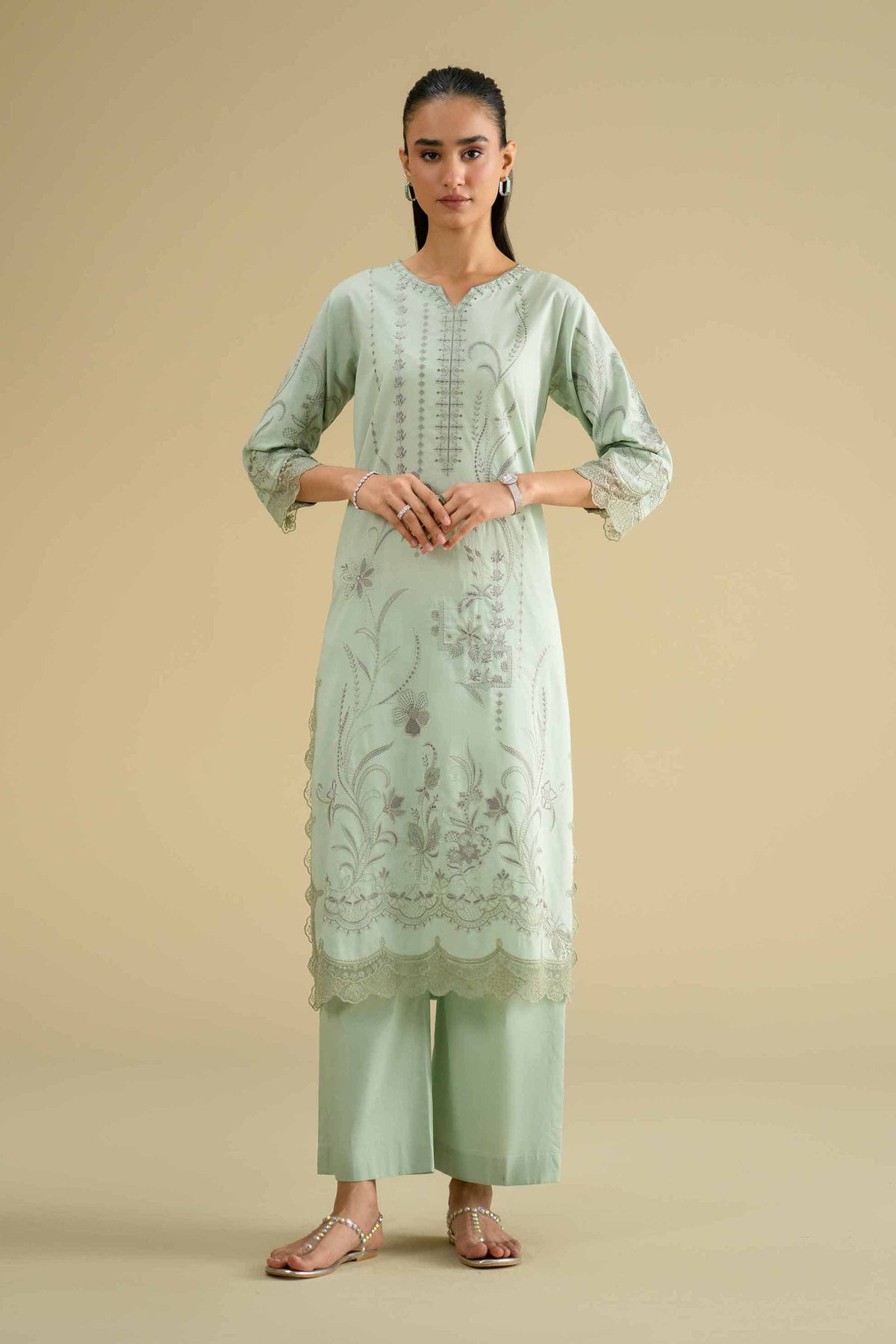 2 Piece - Embroidered Suit - KFE26-47Green Cambric 2PC Embroidered Nishat Australia