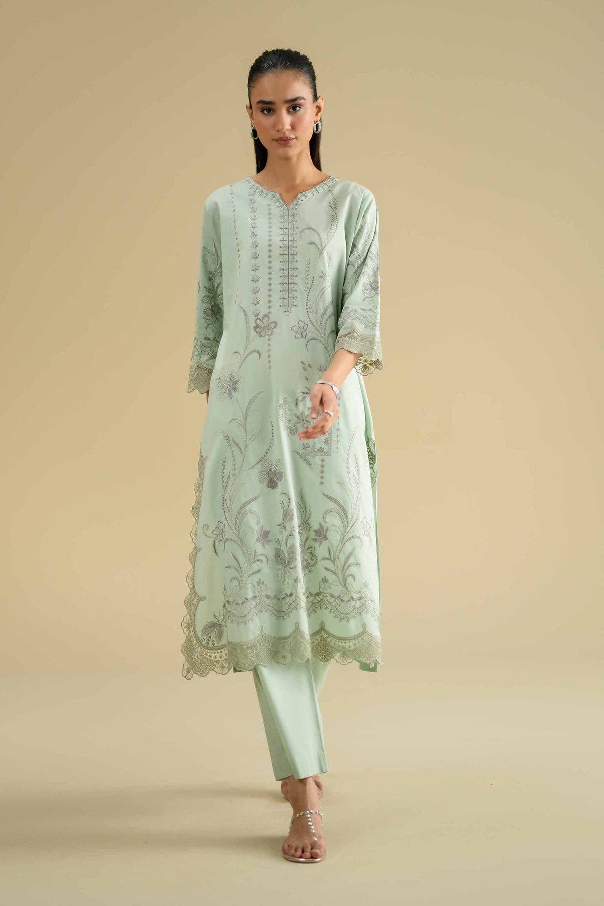 2 Piece - Embroidered Suit - KFE26-47Green Cambric 2PC Embroidered Nishat Australia