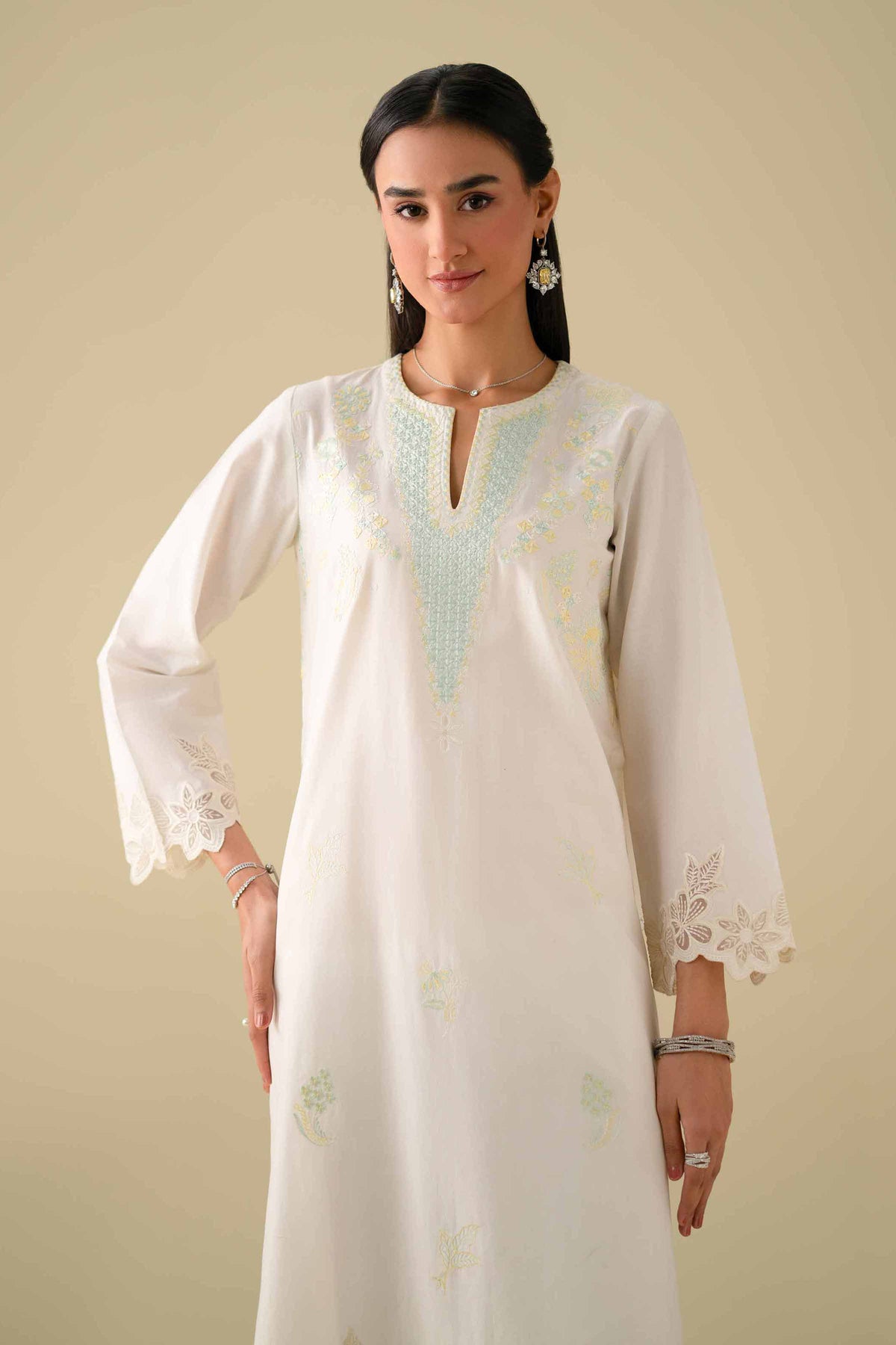 2 Piece - Embroidered Suit - KFE26-56White Cambric 2PC Embroidered Nishat Australia