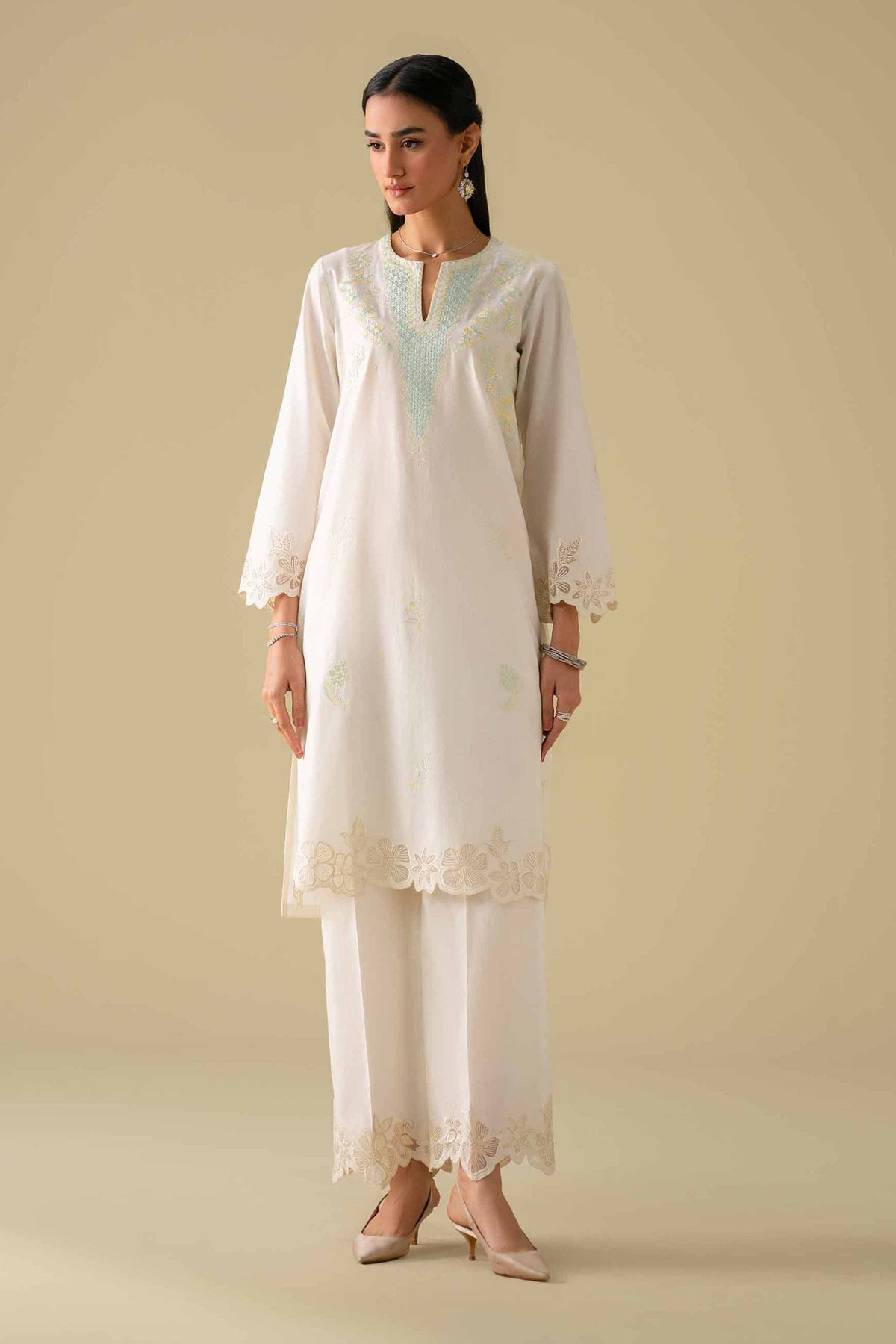 2 Piece - Embroidered Suit - KFE26-56White Cambric 2PC Embroidered Nishat Australia