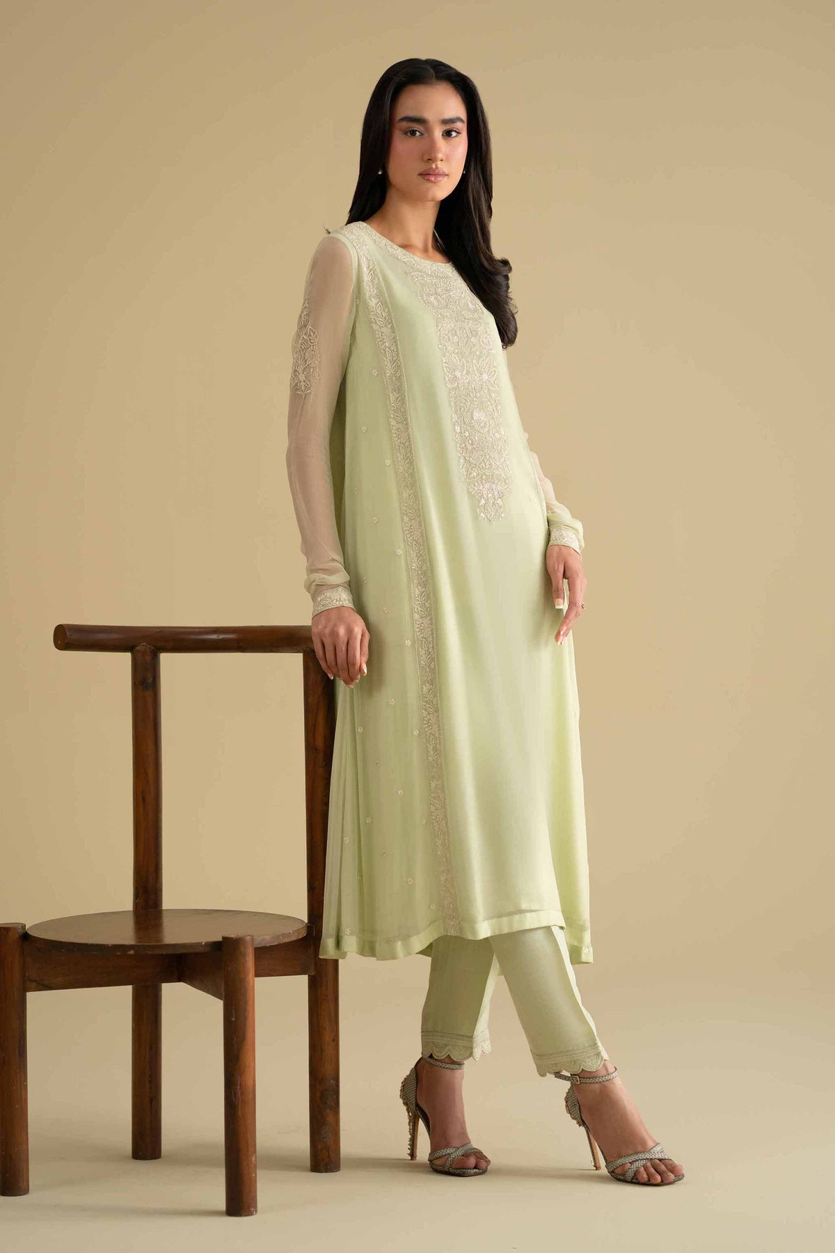 2 Piece - Embroidered Suit - KFE26-60Green Chiffon 2PC Embroidered Nishat Australia