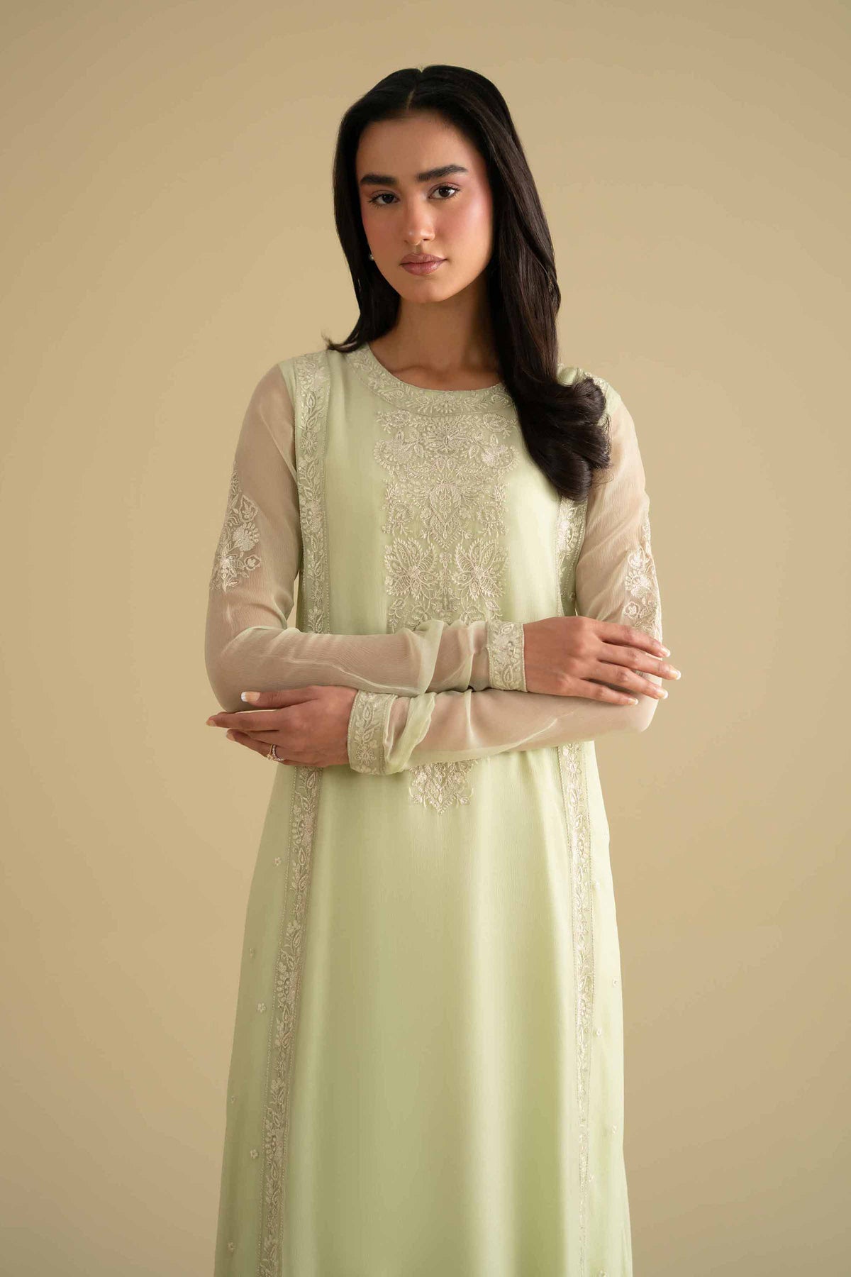 2 Piece - Embroidered Suit - KFE26-60Green Chiffon 2PC Embroidered Nishat Australia