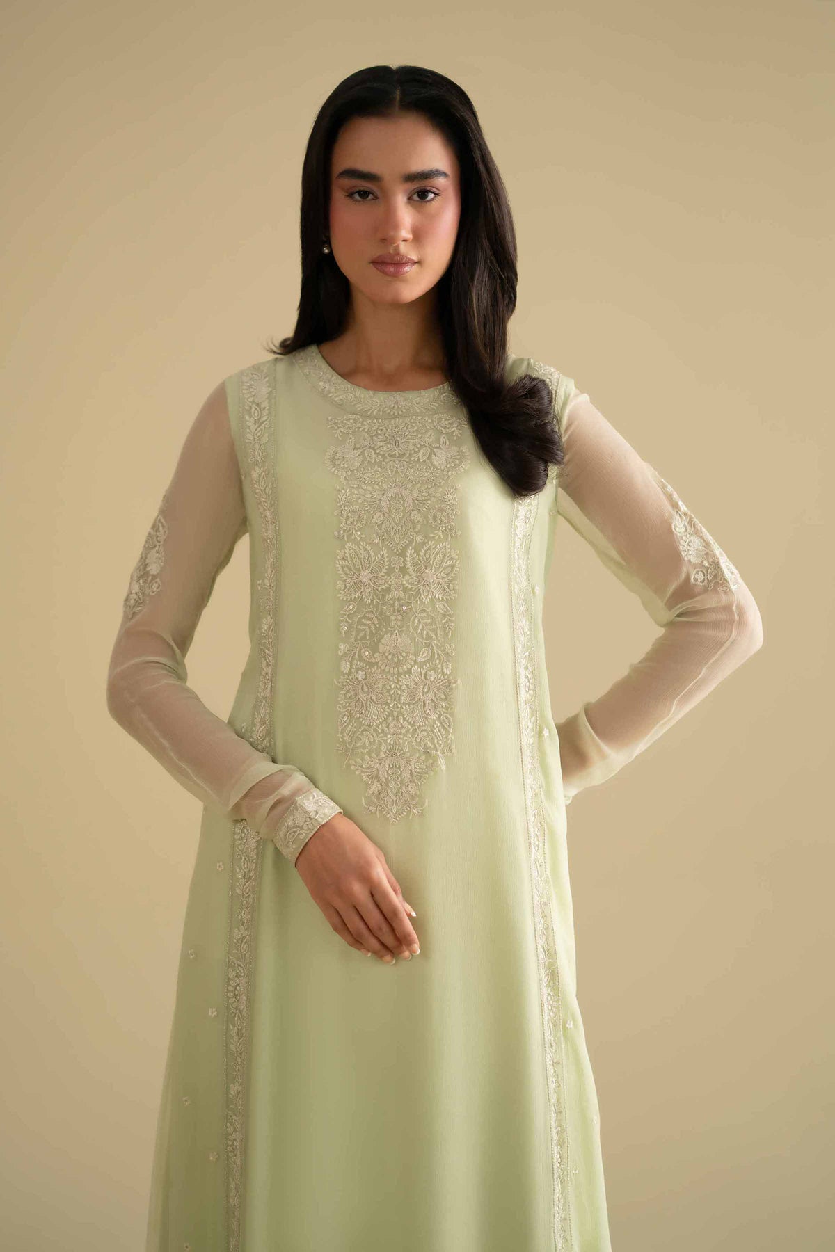 2 Piece - Embroidered Suit - KFE26-60Green Chiffon 2PC Embroidered Nishat Australia