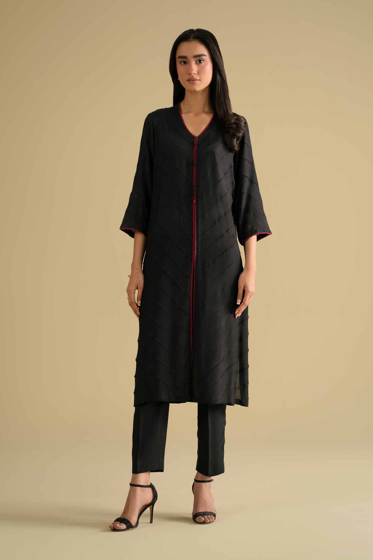 2 Piece - Embroidered Suit - KFE26-70Black Silk 2PC Solids Nishat Australia