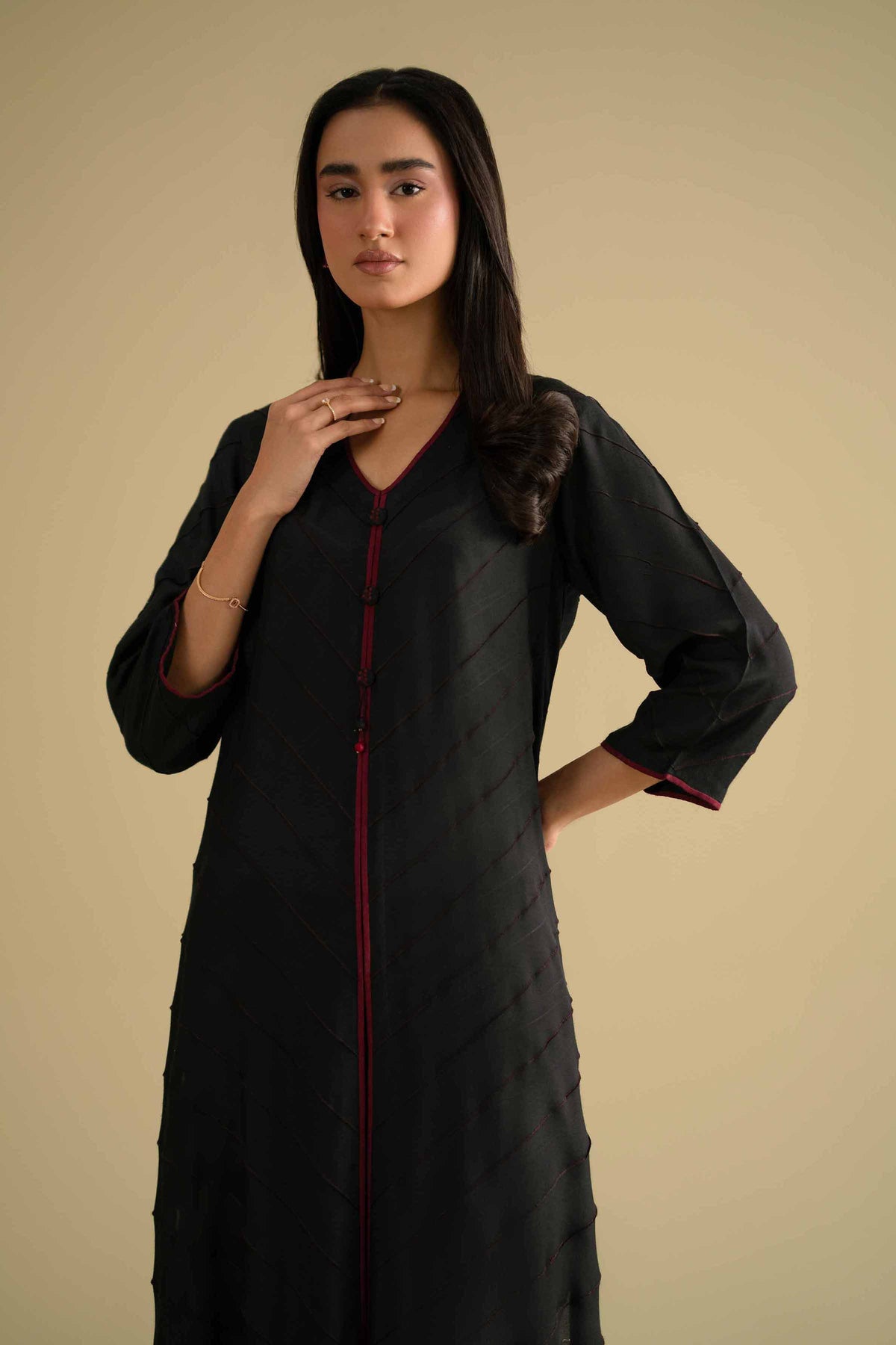 2 Piece - Embroidered Suit - KFE26-70Black Silk 2PC Solids Nishat Australia
