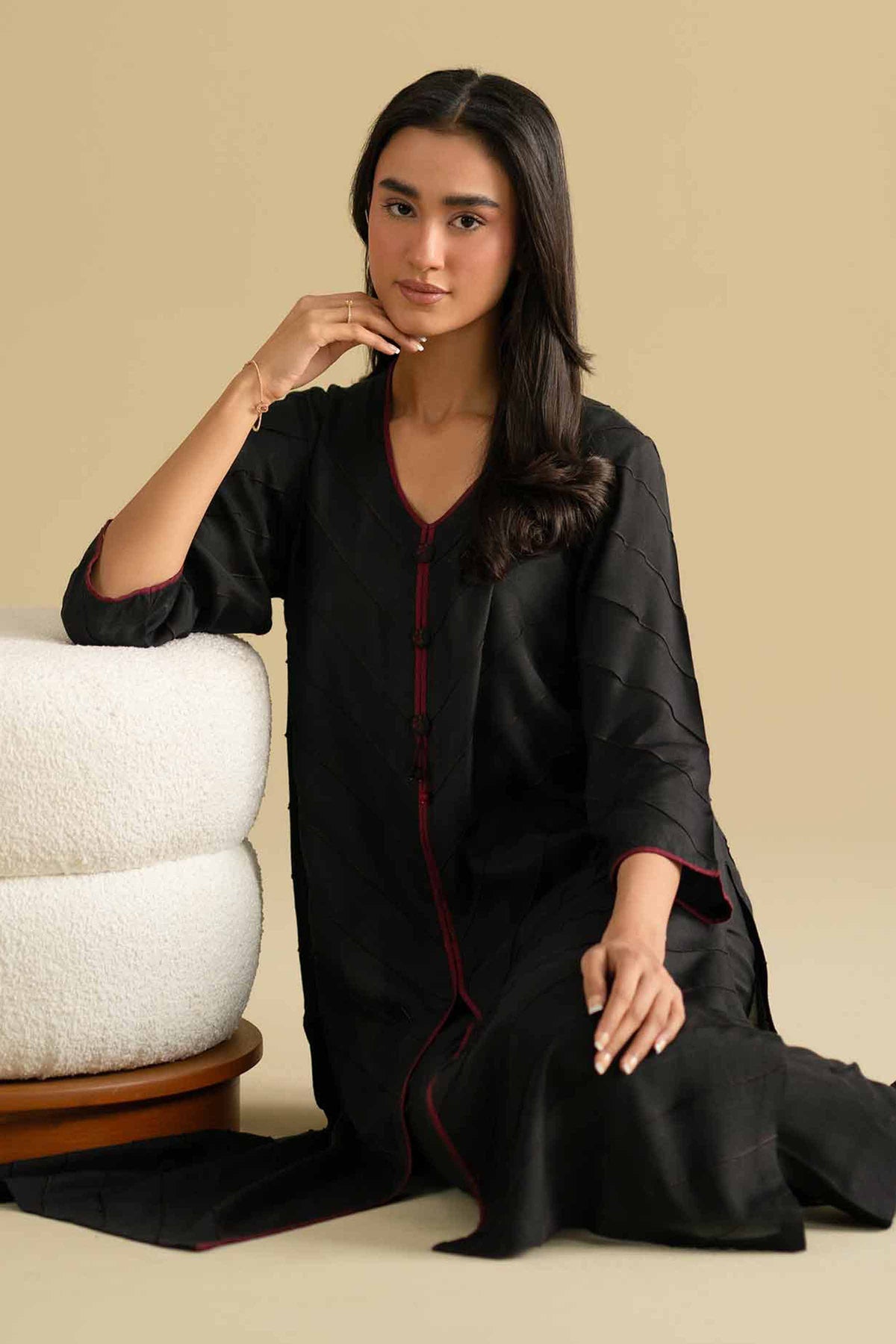 2 Piece - Embroidered Suit - KFE26-70Black Silk 2PC Solids Nishat Australia