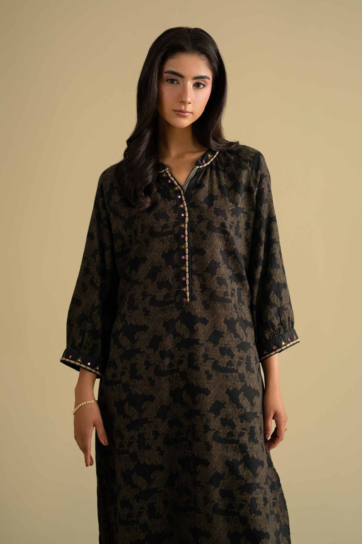 2 Piece - Printed Suit - KFE26-71Black Jacquard 2PC Embroidered Nishat Australia