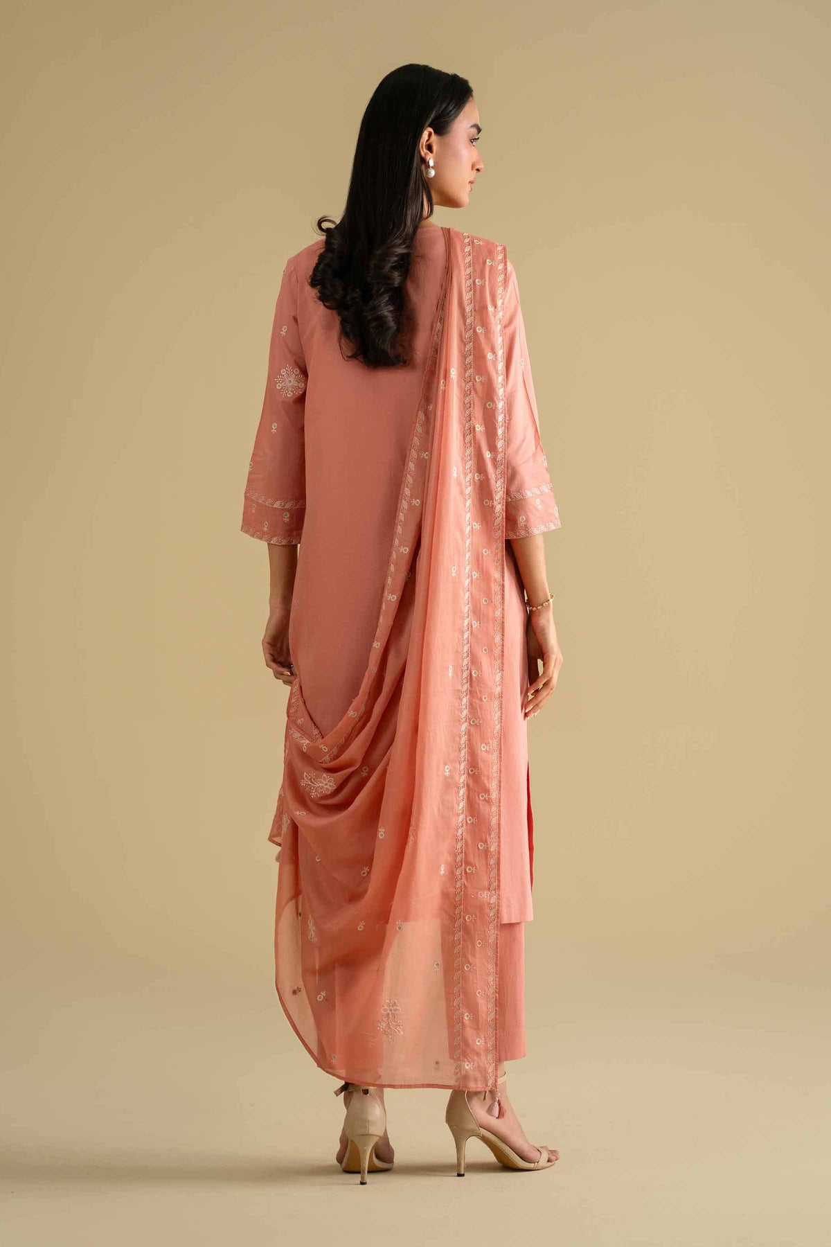 3 Piece - Embroidered Suit - KFE26-75Orange Cambric 3PC Embroidered Nishat Australia