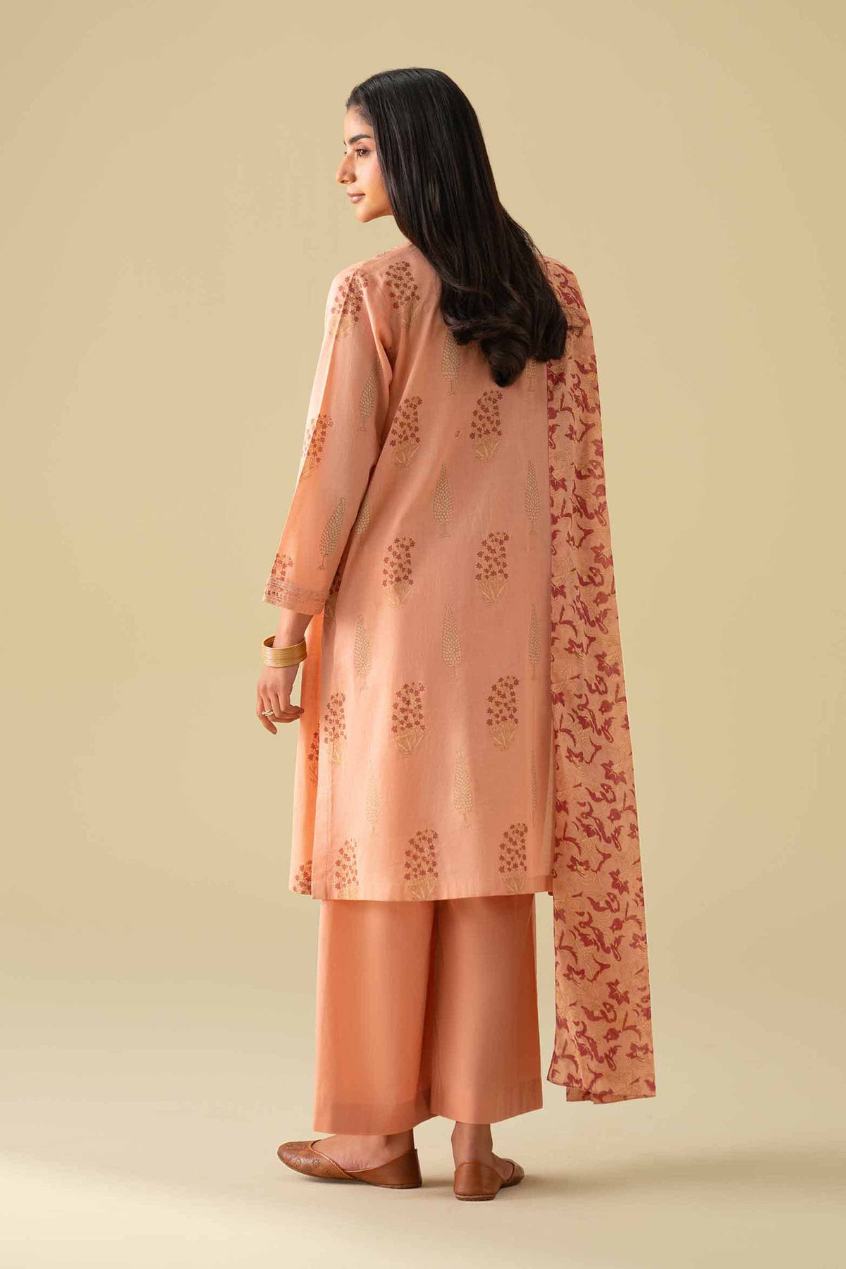 3 Piece - Printed Embroidered Suit - KFE26-77Orange Lawn 3PC Embroidered Nishat Australia