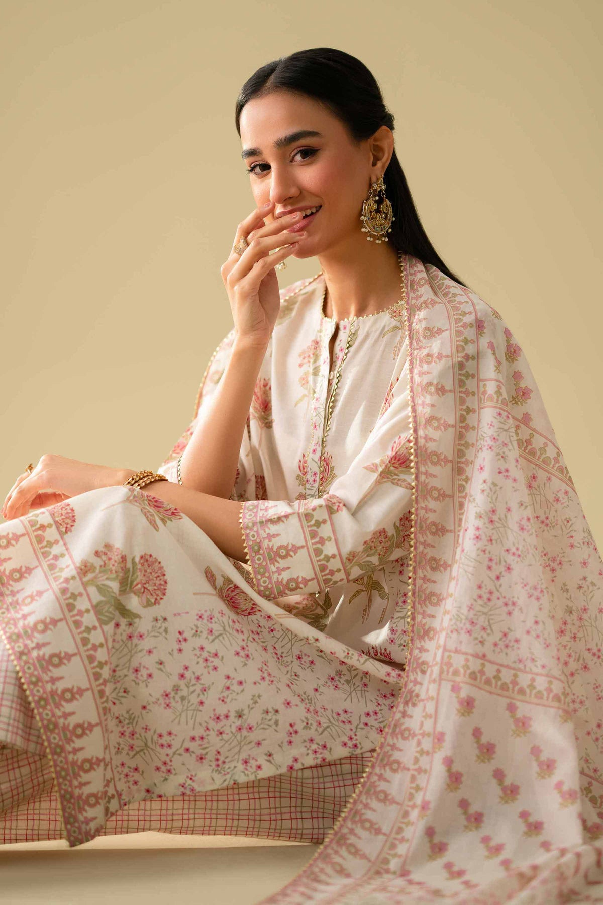 3 Piece - Printed Suit - KFE26-78Off White Cambric 3PC Printed Nishat Australia