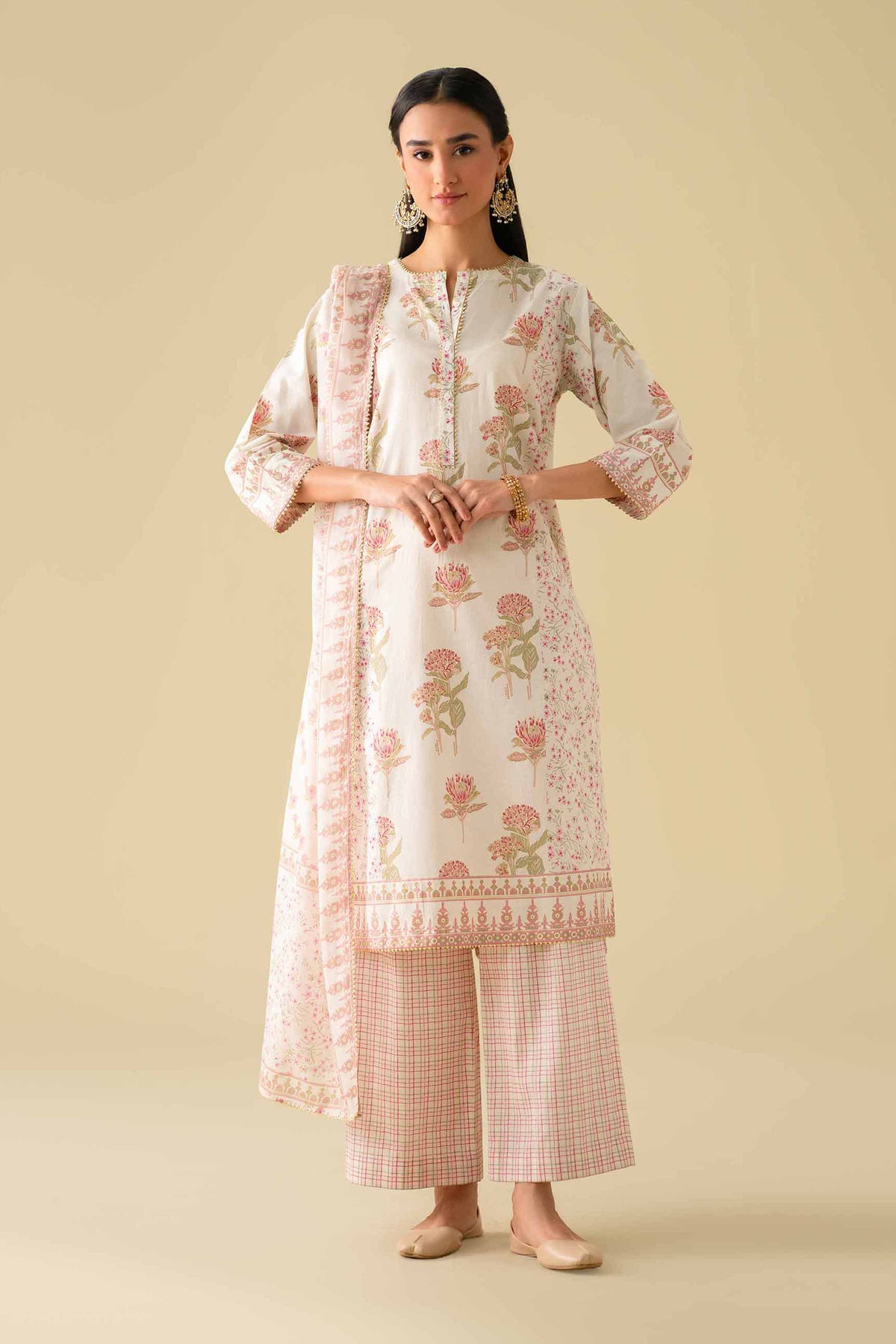 3 Piece - Printed Suit - KFE26-78Off White Cambric 3PC Printed Nishat Australia