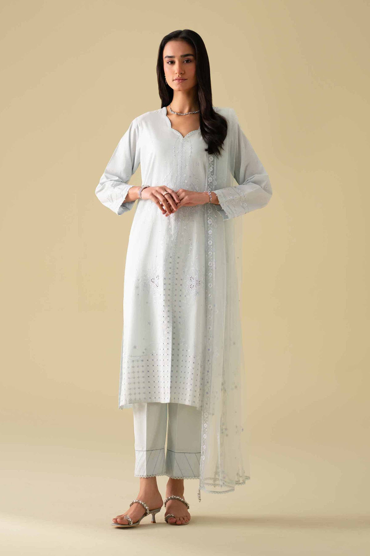 3 Piece - Embroidered Suit - KFE26-79Blue Cambric 3PC Embroidered Nishat Australia