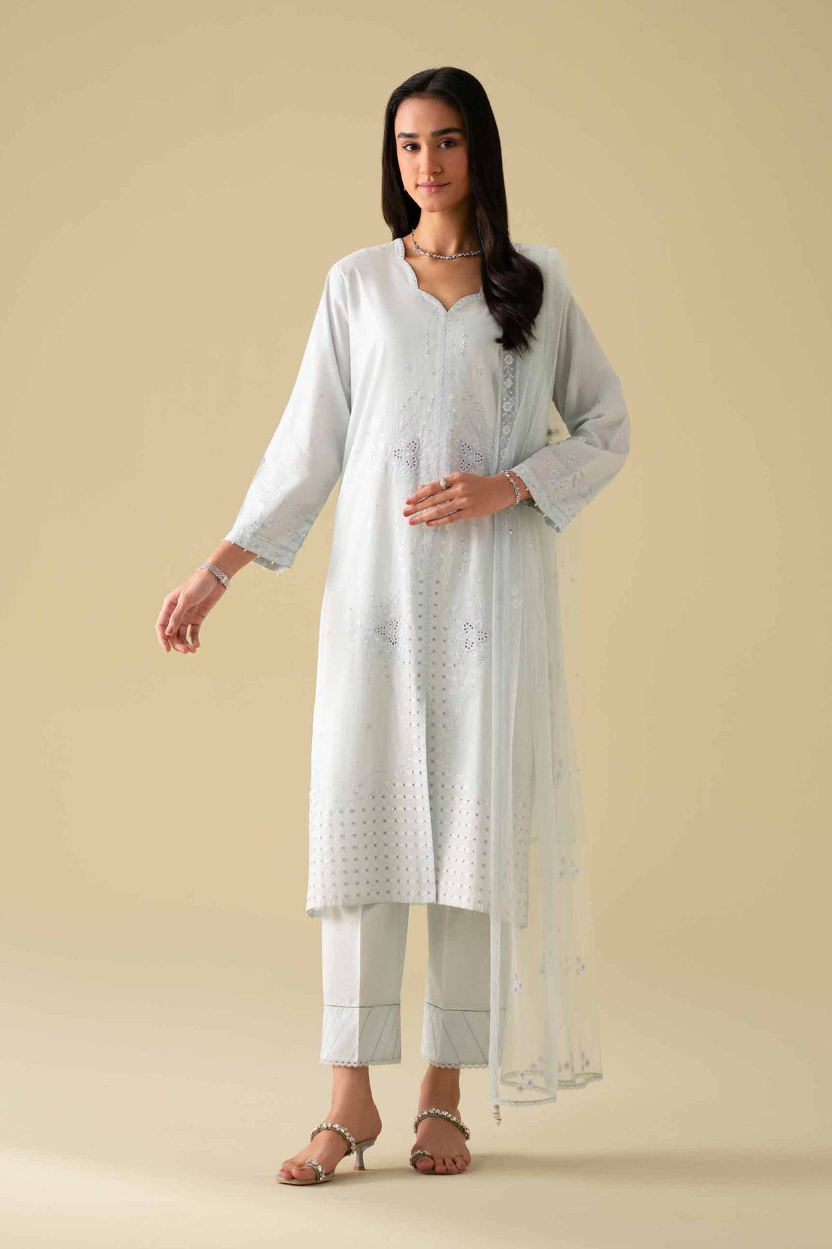 3 Piece - Embroidered Suit - KFE26-79Blue Cambric 3PC Embroidered Nishat Australia